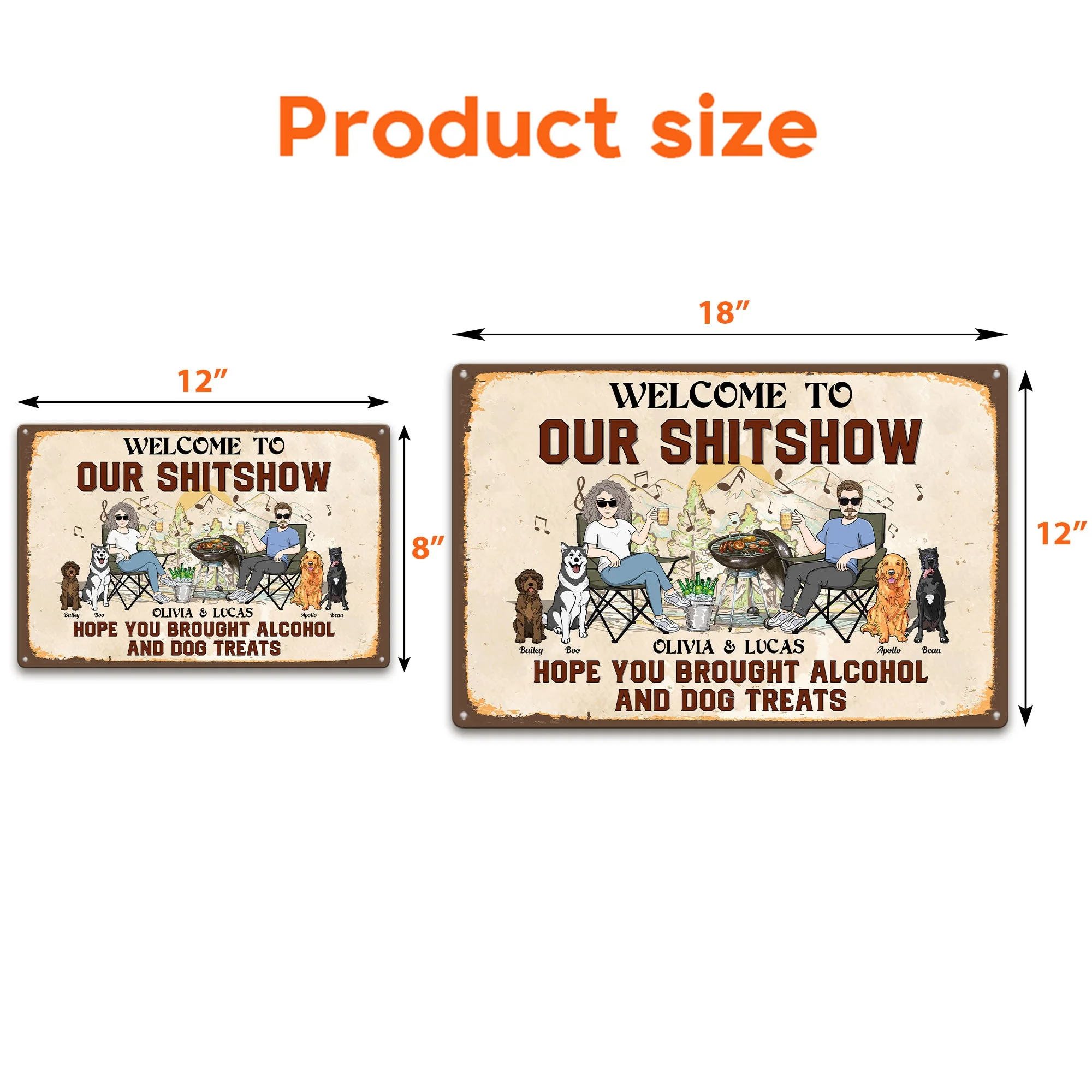 Our Shitshow Alcohol And Dog Treats Ver 2 - Personalized Metal Sign - Image 3