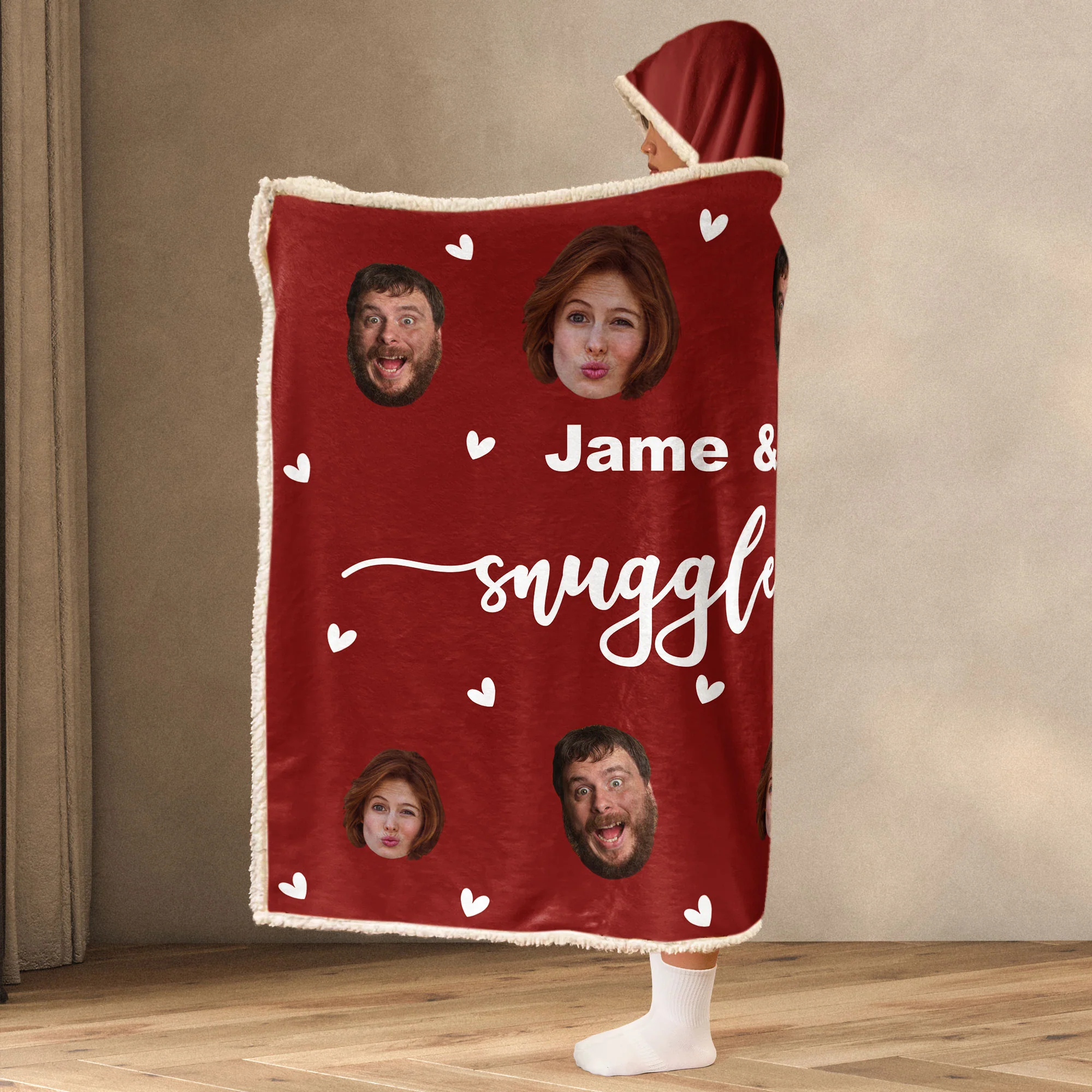 Our Snuggle Blanket - Personalized Photo Wearable Blanket Hoodie - Image 2