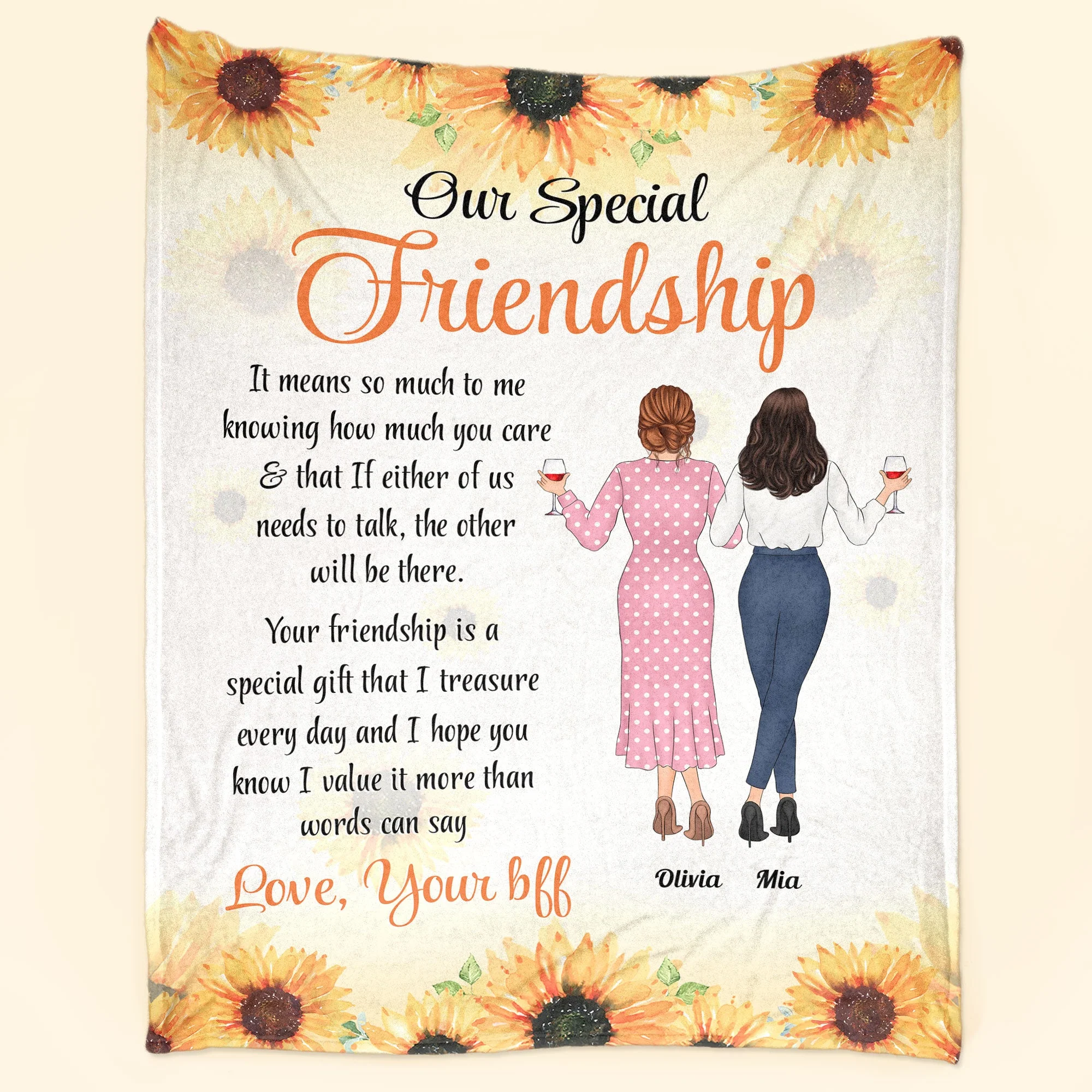 Our Special Friendship - Personalized Friend Blanket - Birthday , Friendship DayGift For Bff, Friends, Besties, Best Friends