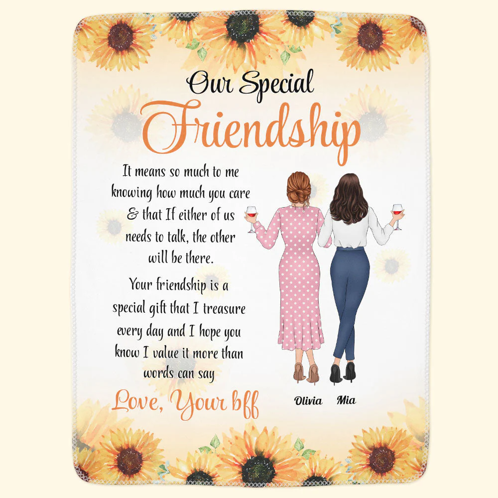 Our Special Friendship - Personalized Friend Blanket - Birthday , Friendship DayGift For Bff, Friends, Besties, Best Friends - Image 3