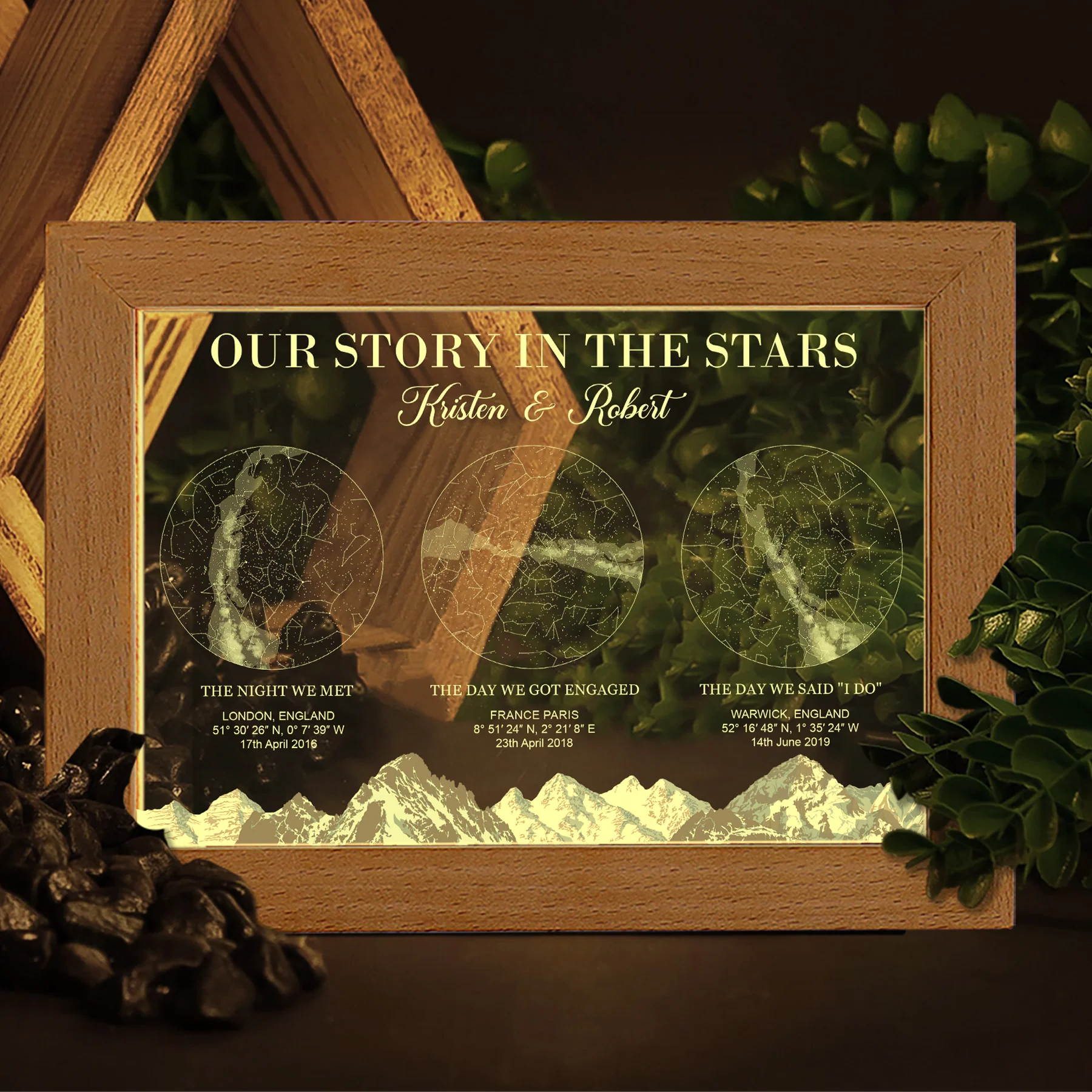 Our Story In The Stars - Personalized Frame Lamp - Star Map - Image 2