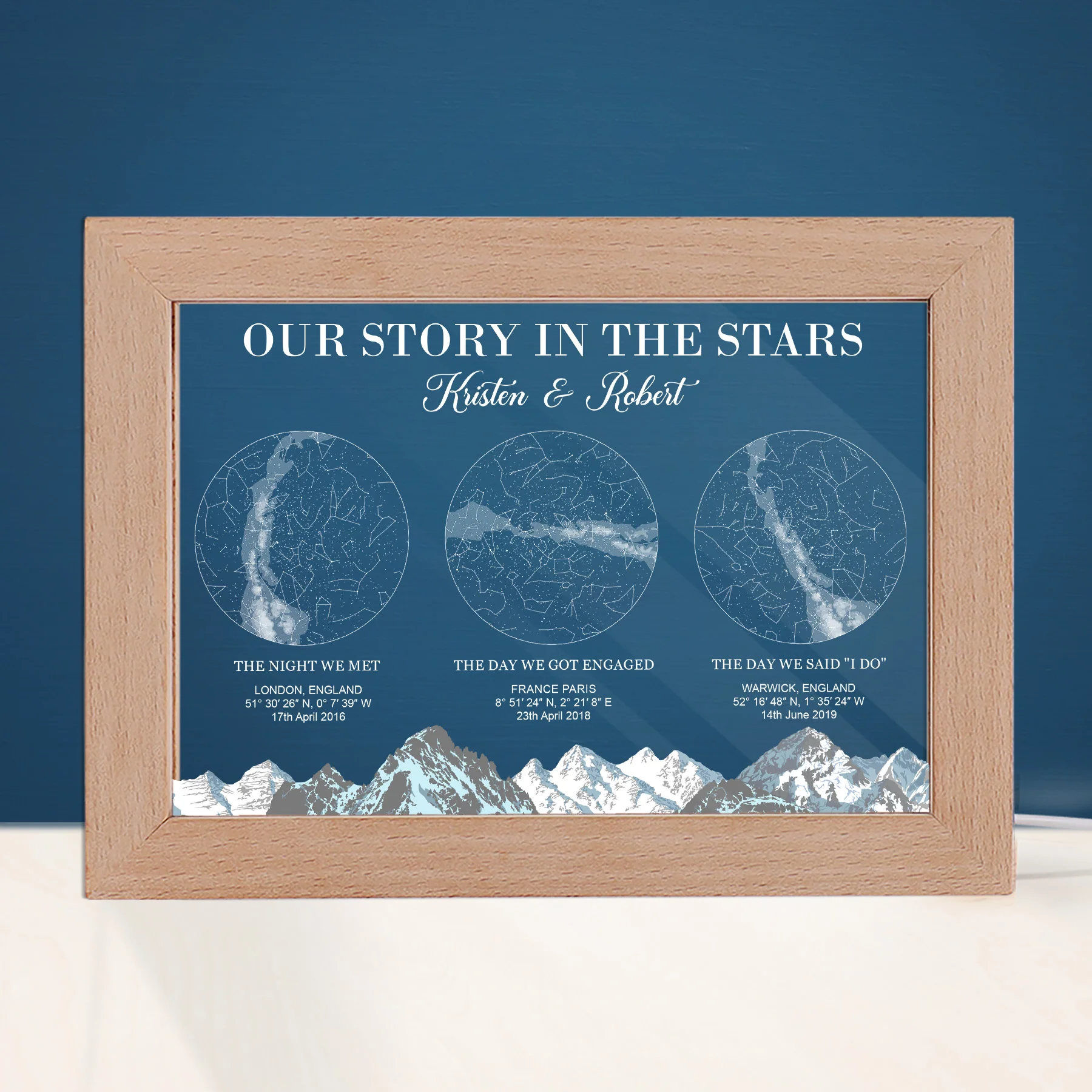 Our Story In The Stars - Personalized Frame Lamp - Star Map - Image 4