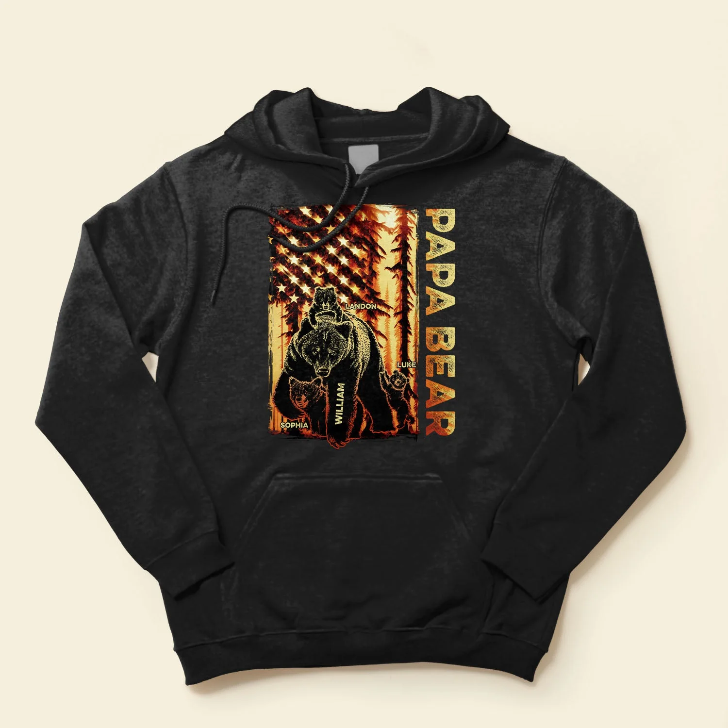 Papa Bear Forest Us Flag - Personalized Shirt - Image 4