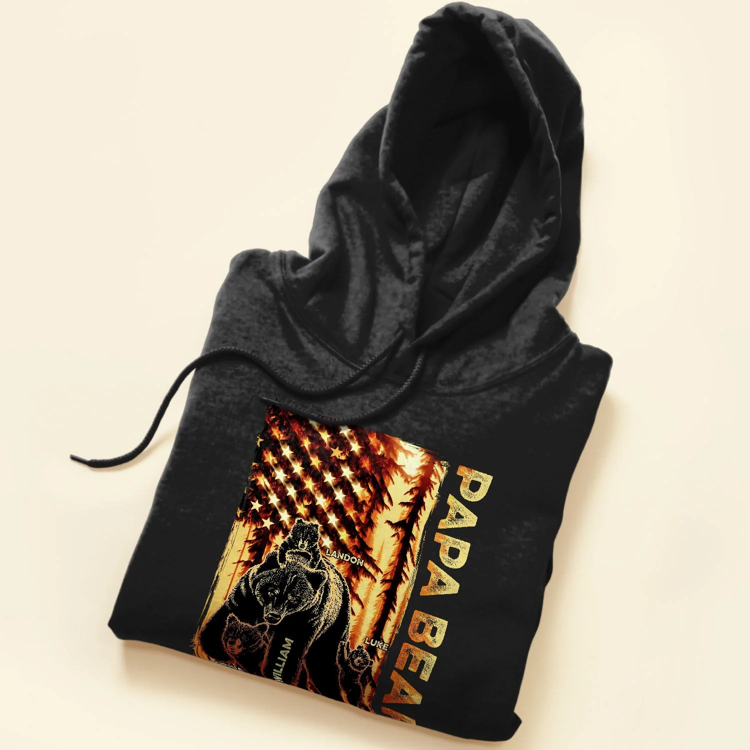 Papa Bear Forest Us Flag - Personalized Shirt - Image 5