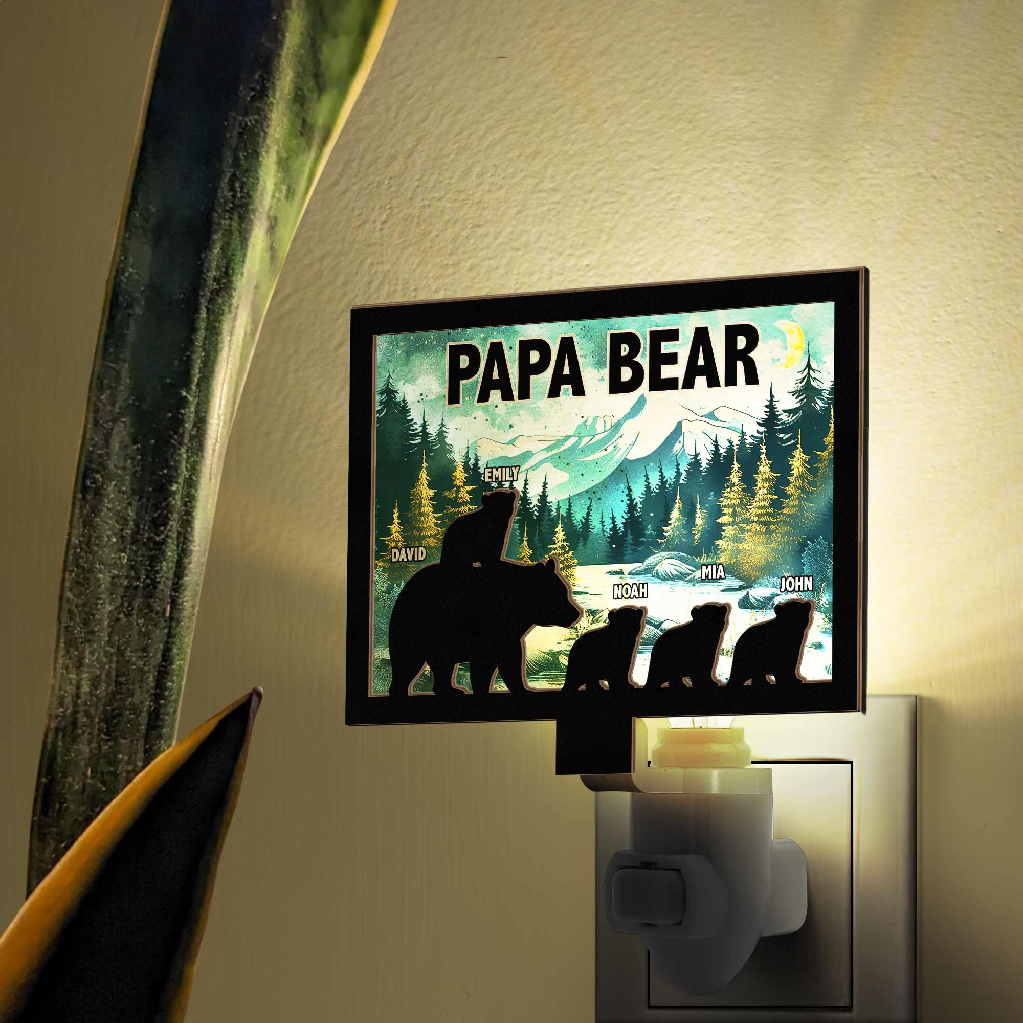 Papa Bear - Personalized Wood And Acrylic Night Light - Image 4