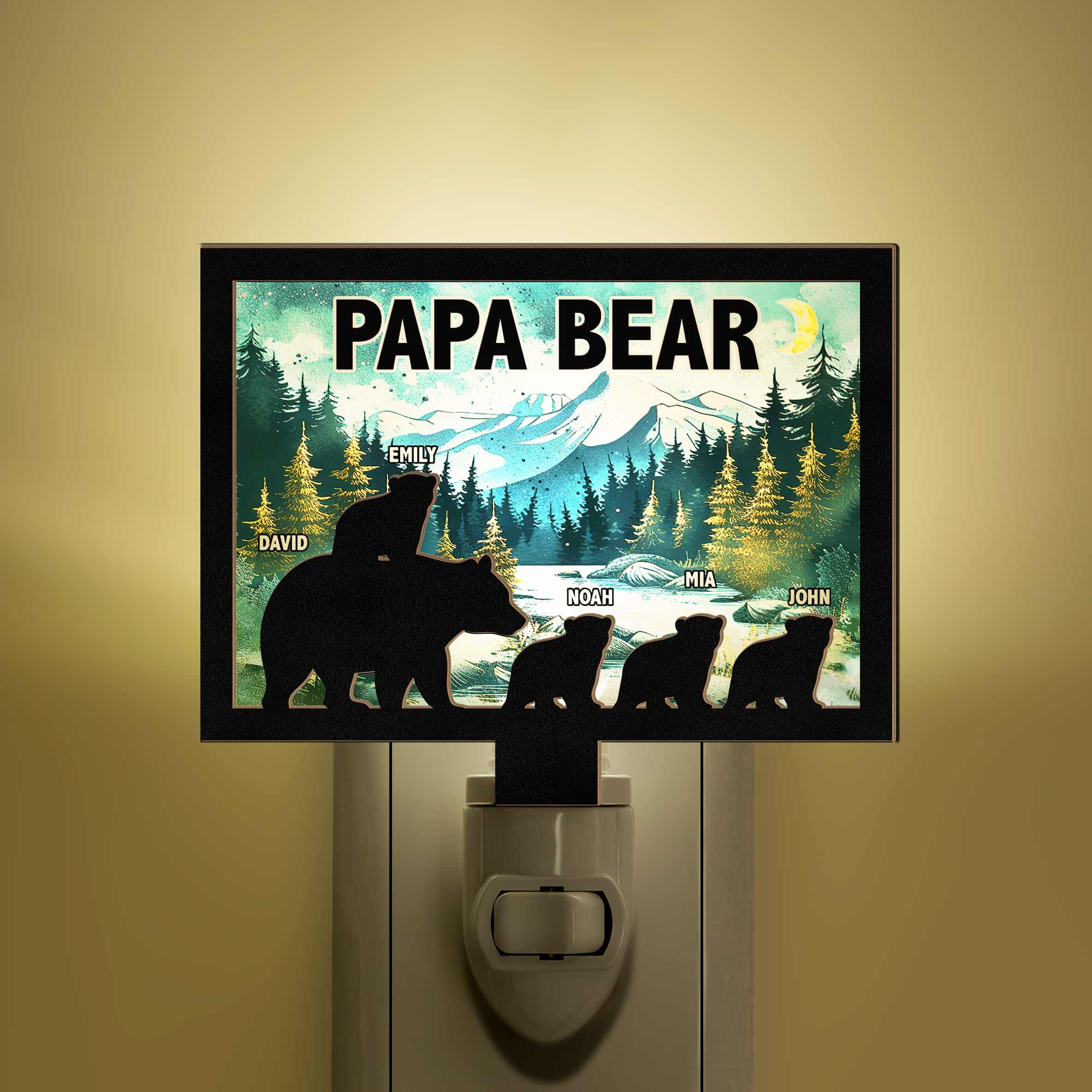 Papa Bear - Personalized Wood And Acrylic Night Light - Image 5