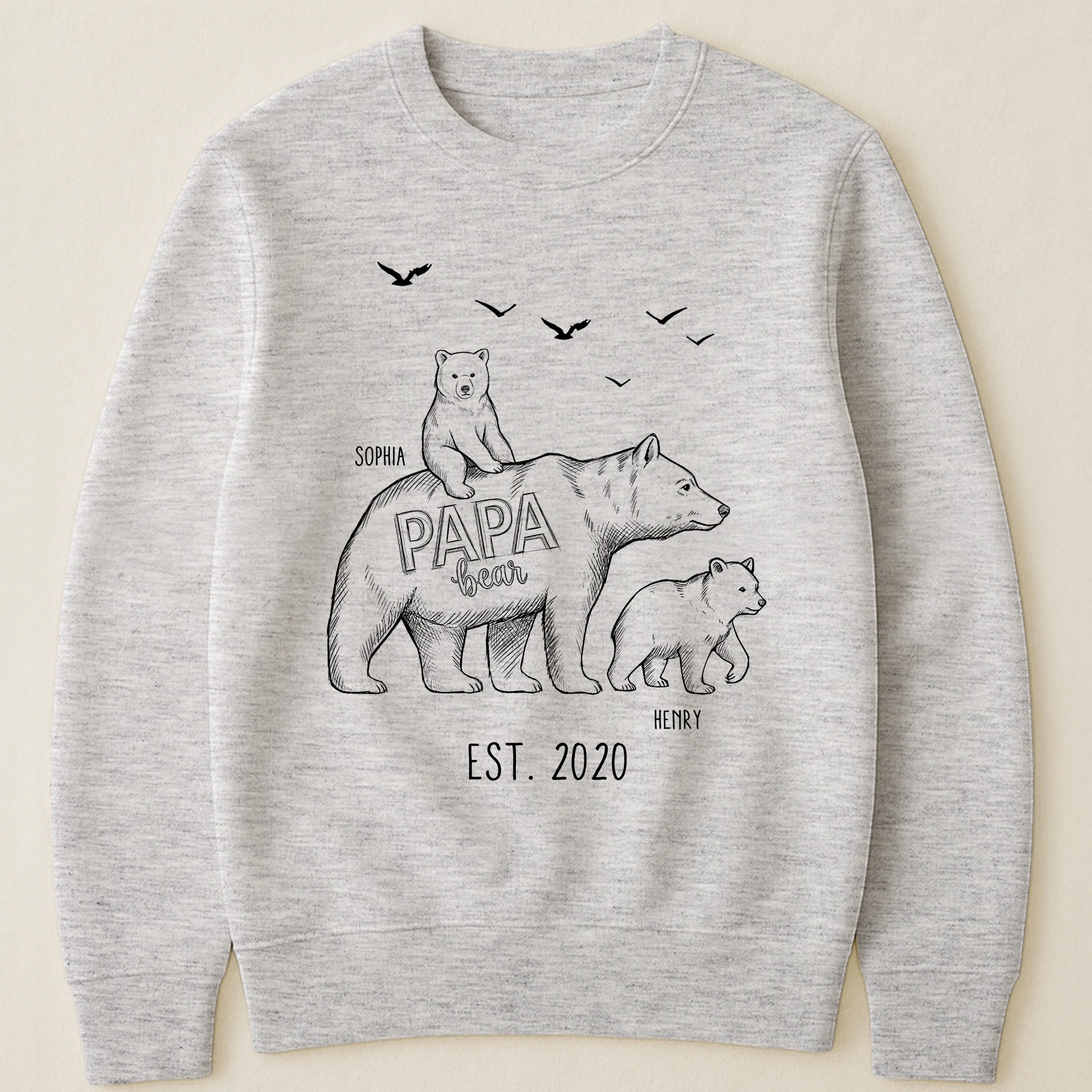Papa Bear Sketch Art Custom Father’s Day Gift For Dad, Husband, Grandpa - Personalized Shirt - Image 3