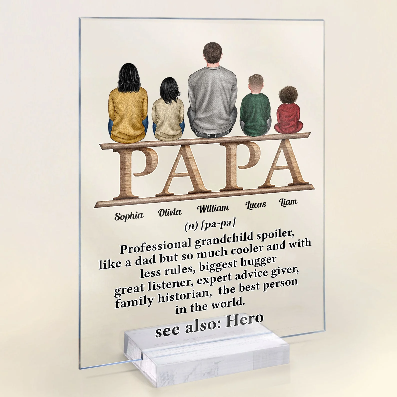 Papa Definition - Personalized Acrylic Plaque - Birthday, Father's Day Gift For Father, Daddy, Dad, Grandpa - Image 2