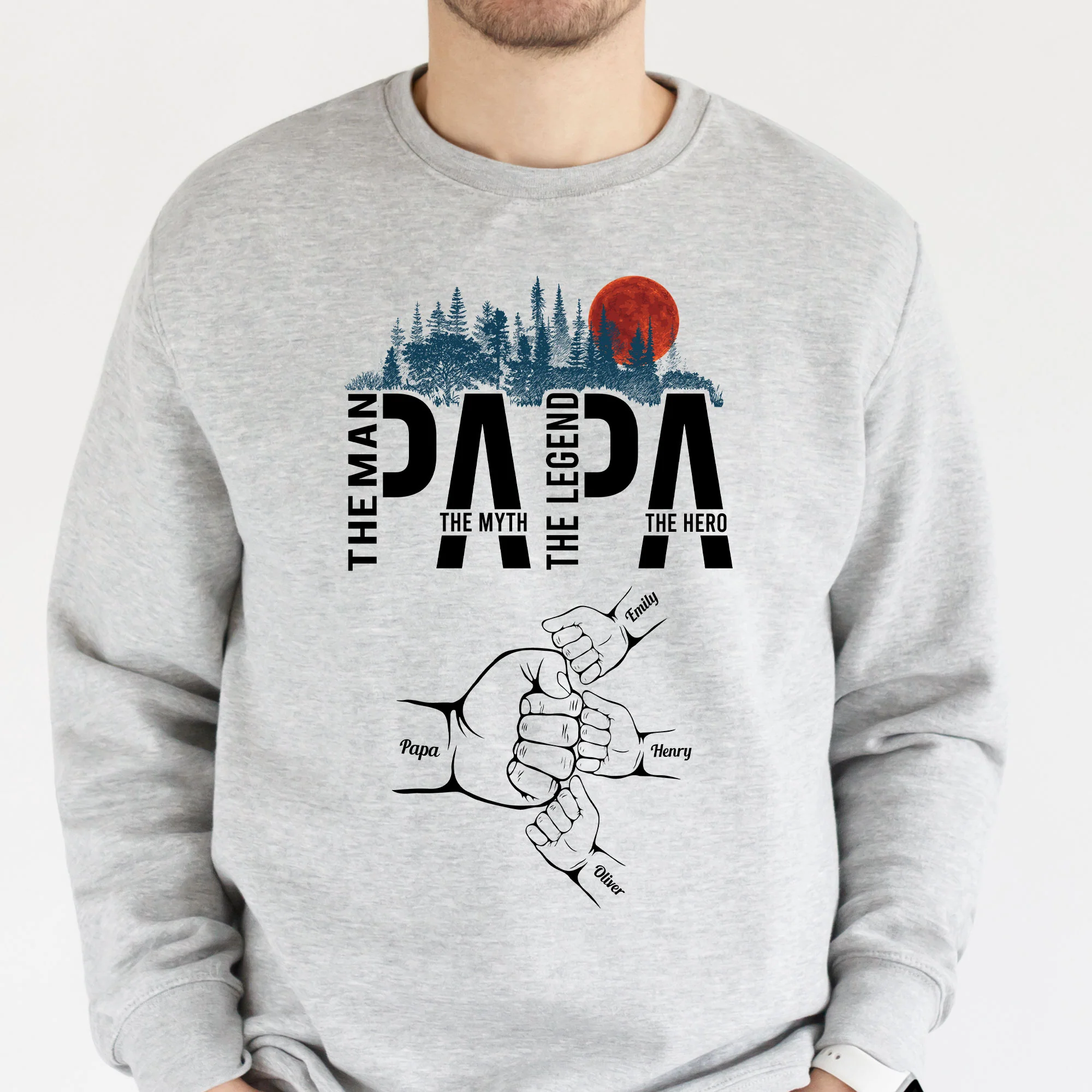 Papa The Man The Myth The Legend The Hero - Personalized Shirt - Image 3