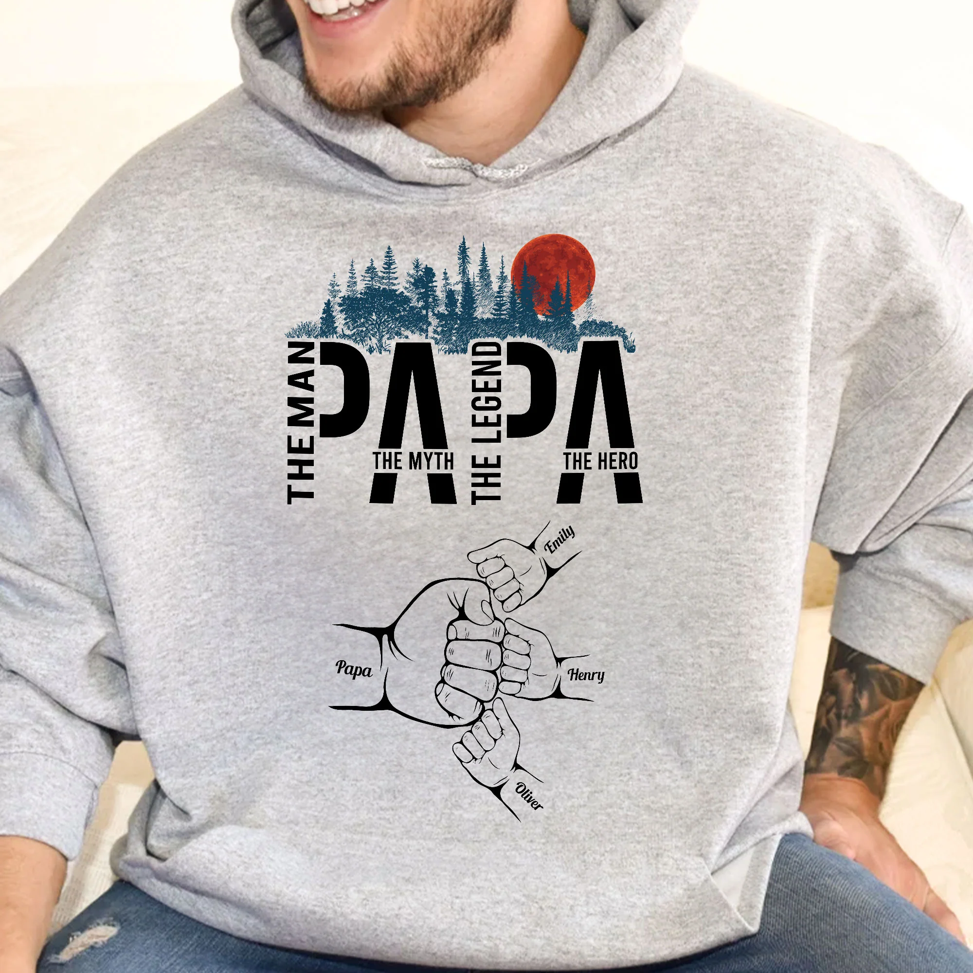 Papa The Man The Myth The Legend The Hero - Personalized Shirt - Image 4