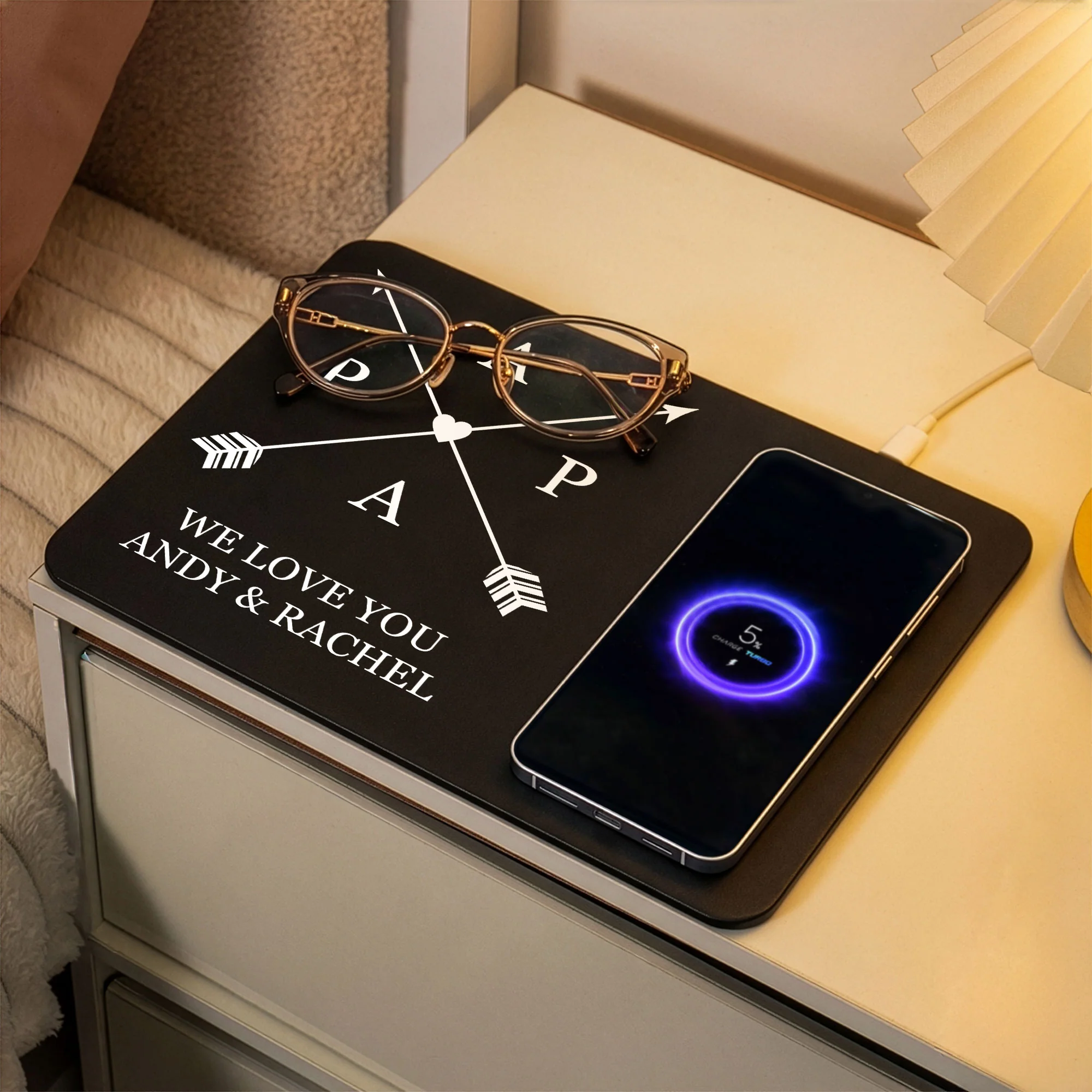 Papa We Love You - Personalized Leather Charging Mat - Image 4