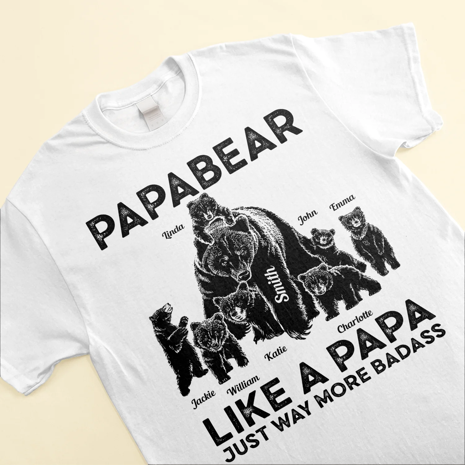 Papabear Just Way More Badass - Personalized Shirt - Fathers Day Gift For Father, Papa, Dad, Grandpa - Image 3