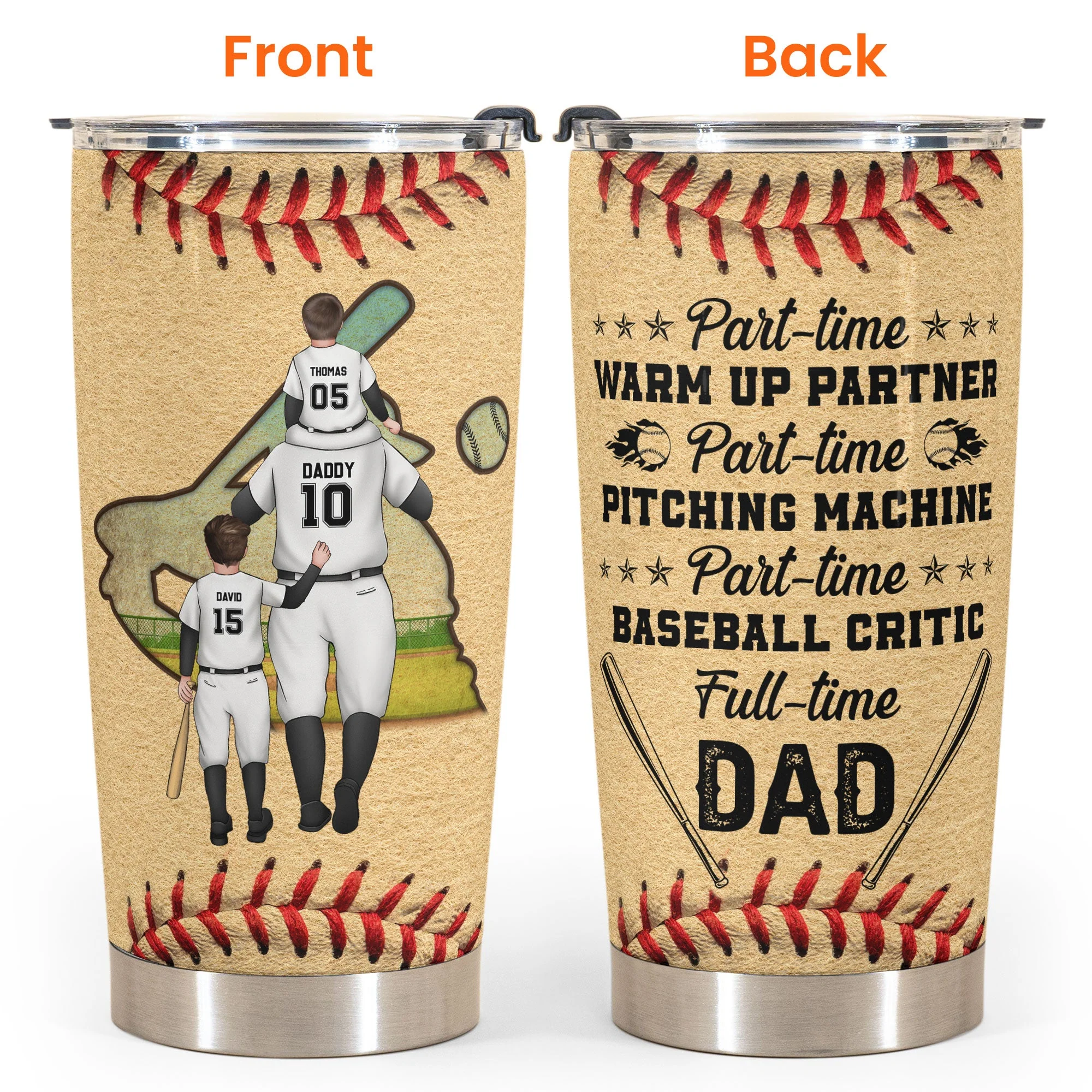 Part-time Baseball Critic Full-time Dad - Personalized Tumbler Cup - Image 4