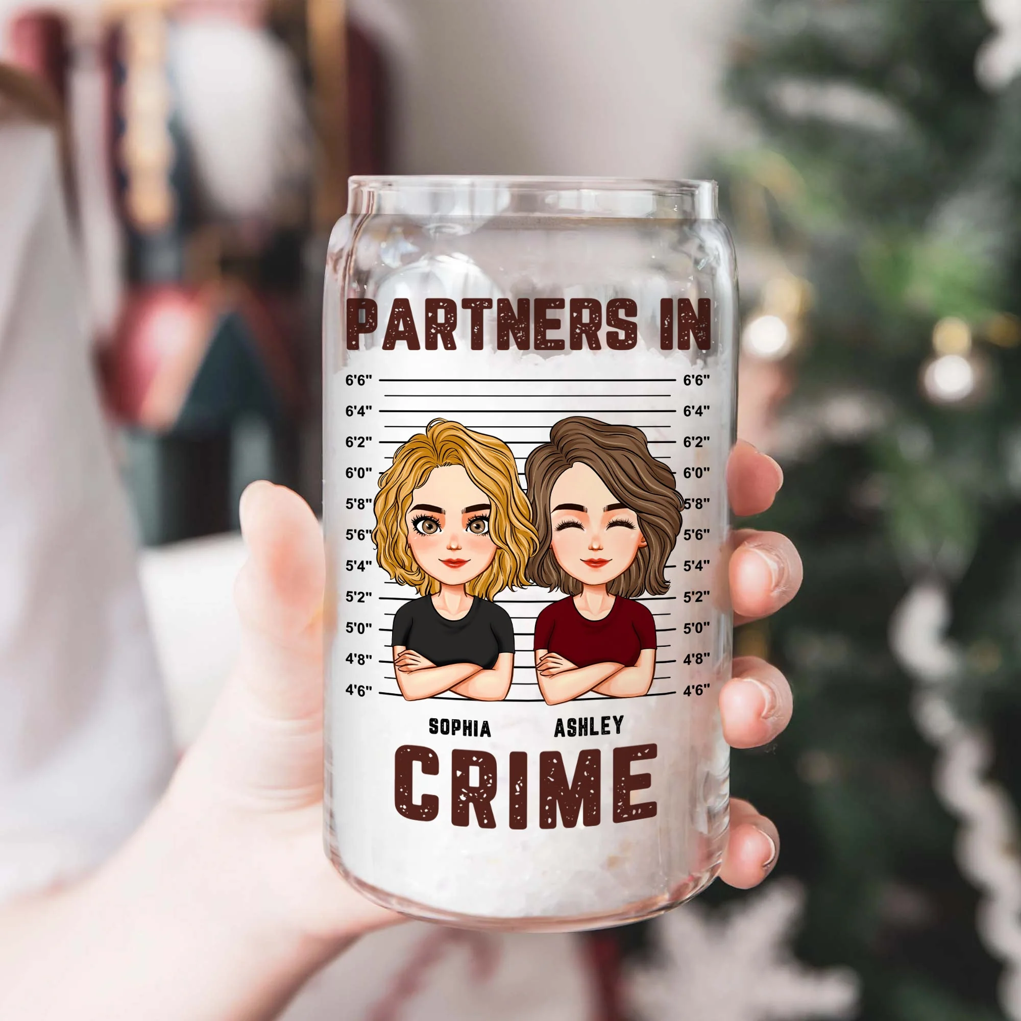 Partner In Crime - Personalized Clear Glass Cup - Image 2