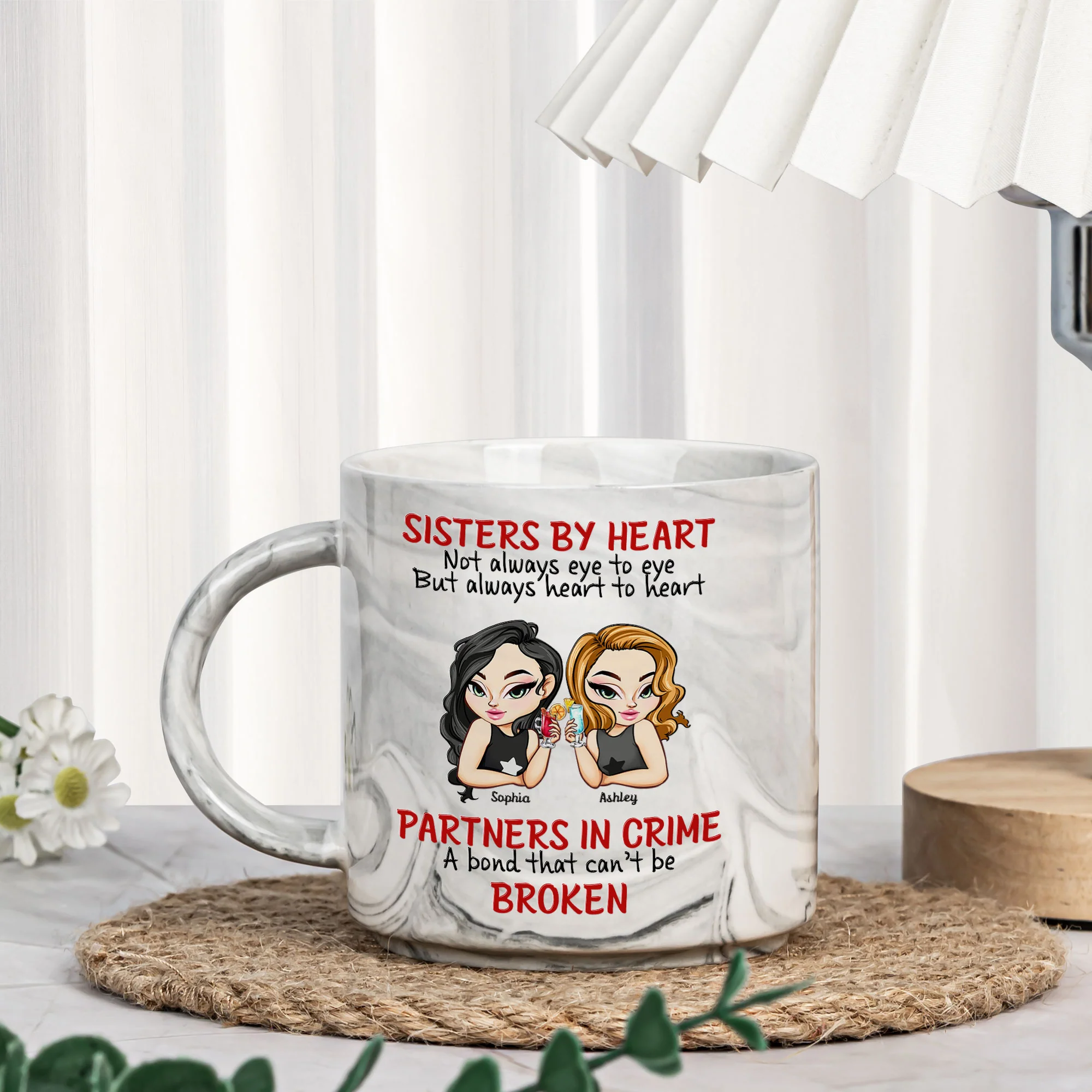 Partners In Crime, A Bond That Can’t Be Broken - Personalized Marble Mug - Image 2