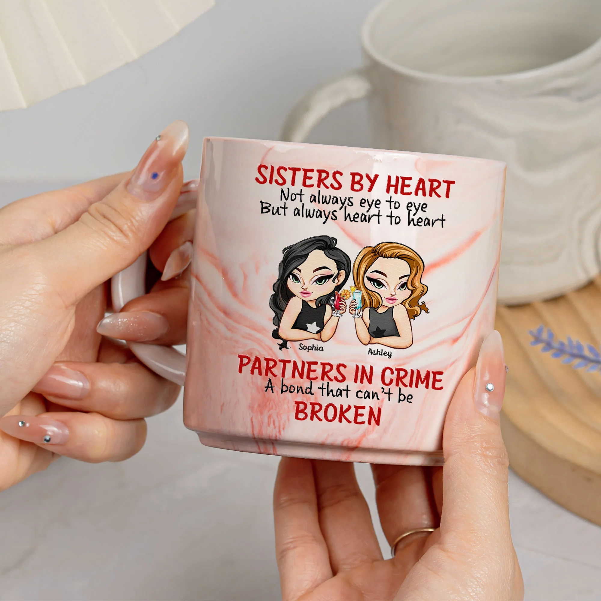 Partners In Crime, A Bond That Can’t Be Broken - Personalized Marble Mug - Image 4