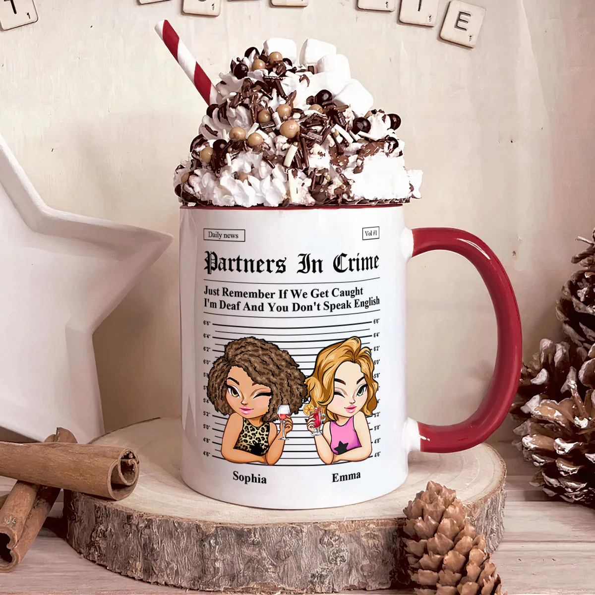 Partners In Crime - Gifts For Friends, Besties - Personalized Accent Mug - Image 2