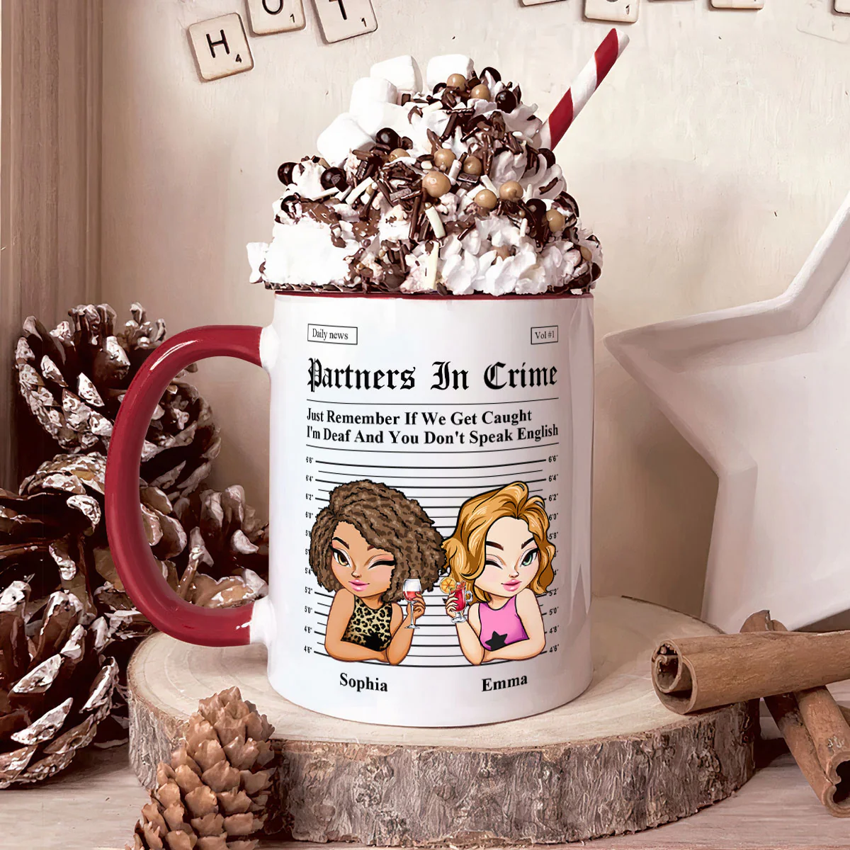 Partners In Crime - Gifts For Friends, Besties - Personalized Accent Mug - Image 3