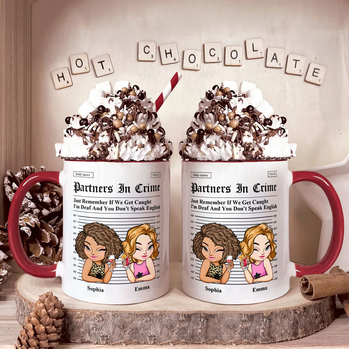 Partners In Crime - Gifts For Friends, Besties - Personalized Accent Mug - Image 5