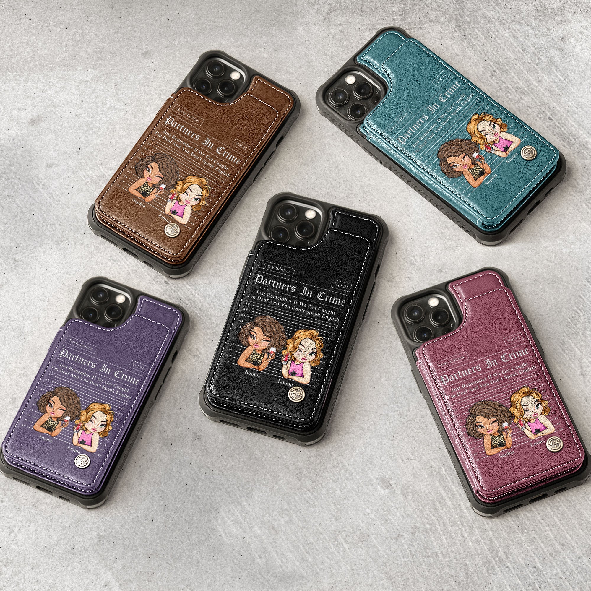 Partners In Crime Just Remember If We Get Caught - Personalized Leather Flip Wallet Phone Case - Image 2