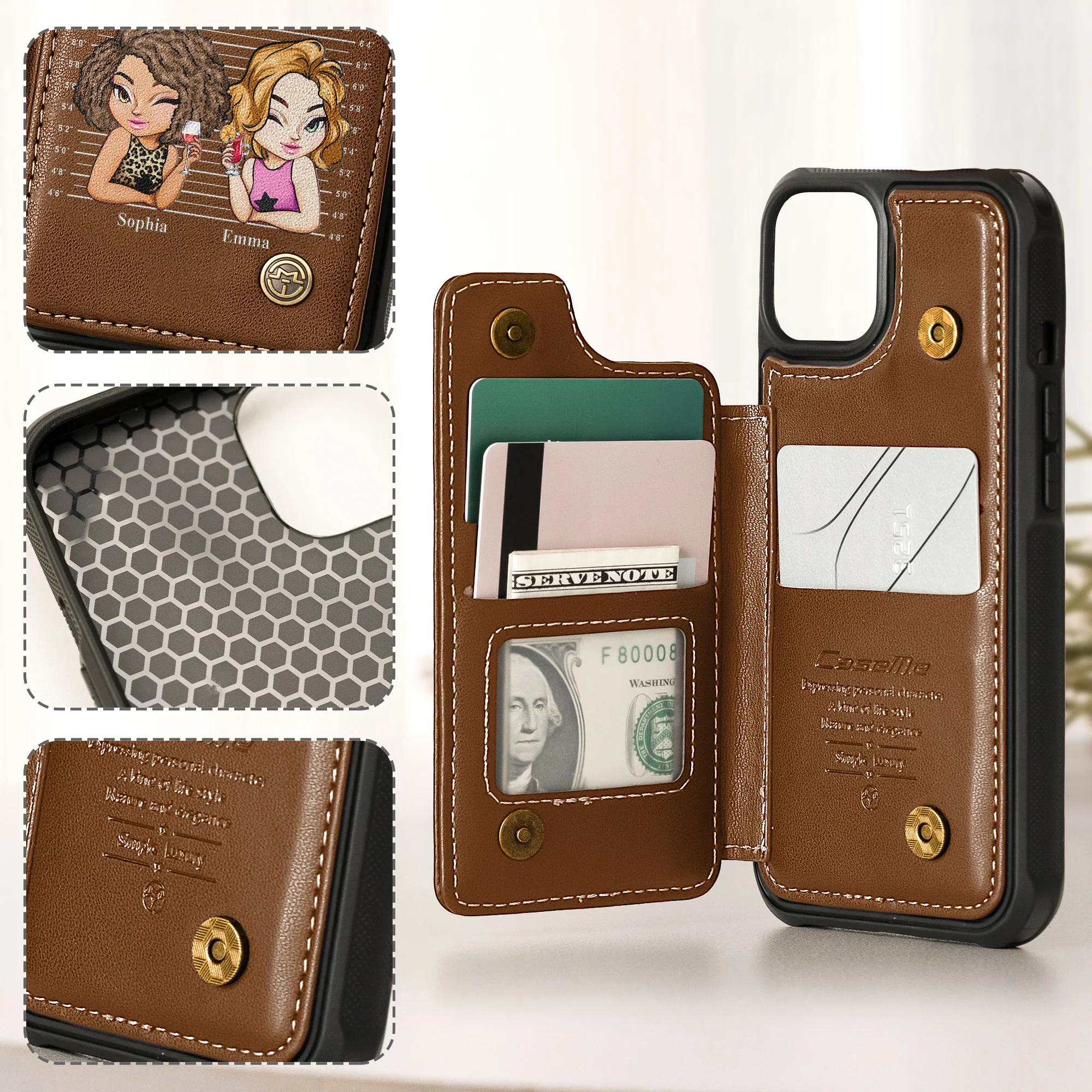 Partners In Crime Just Remember If We Get Caught - Personalized Leather Flip Wallet Phone Case - Image 4