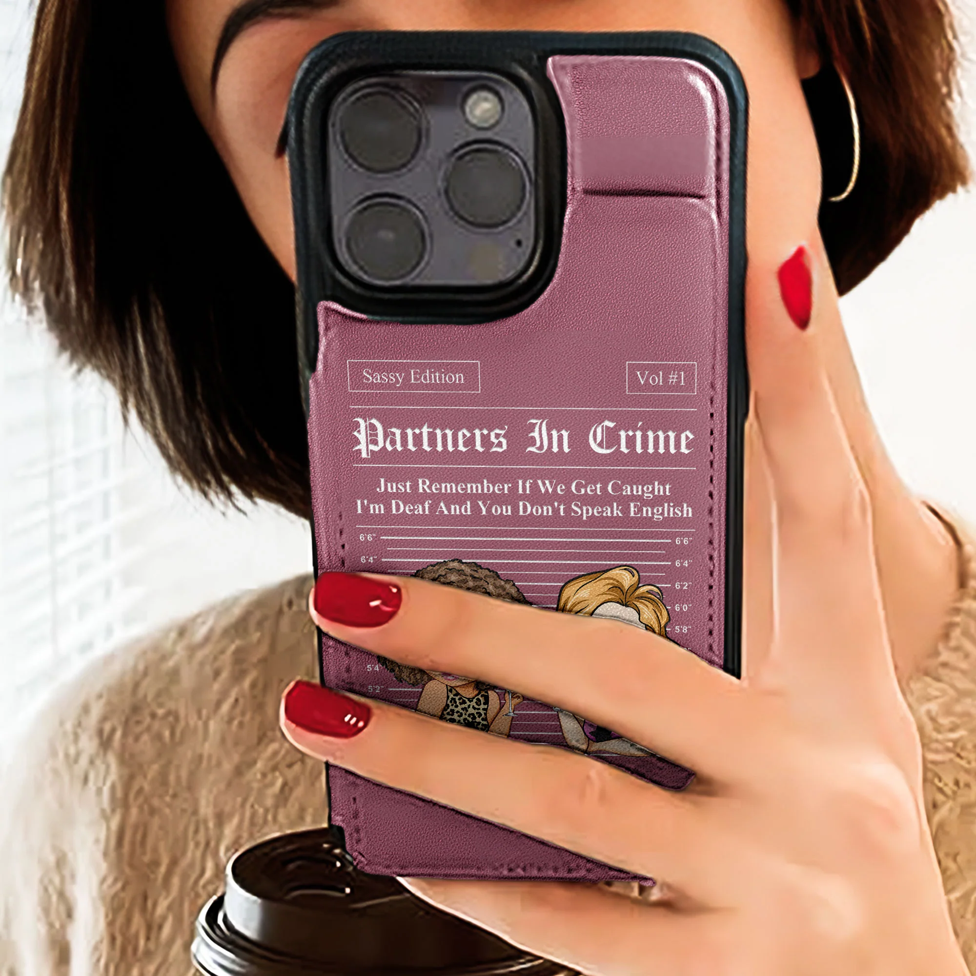 Partners In Crime Just Remember If We Get Caught - Personalized Leather Flip Wallet Phone Case - Image 5