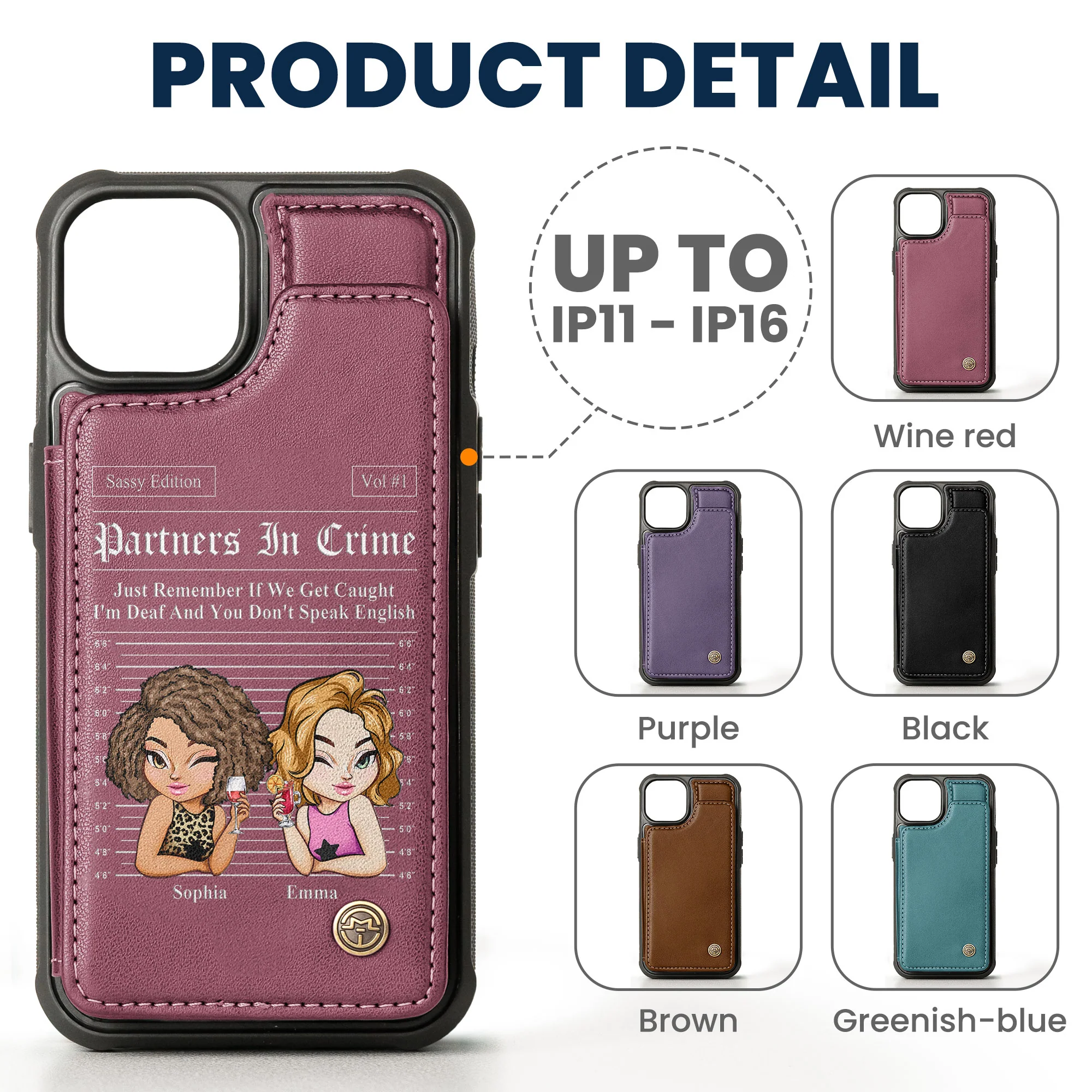 Partners In Crime Just Remember If We Get Caught - Personalized Leather Flip Wallet Phone Case - Image 6