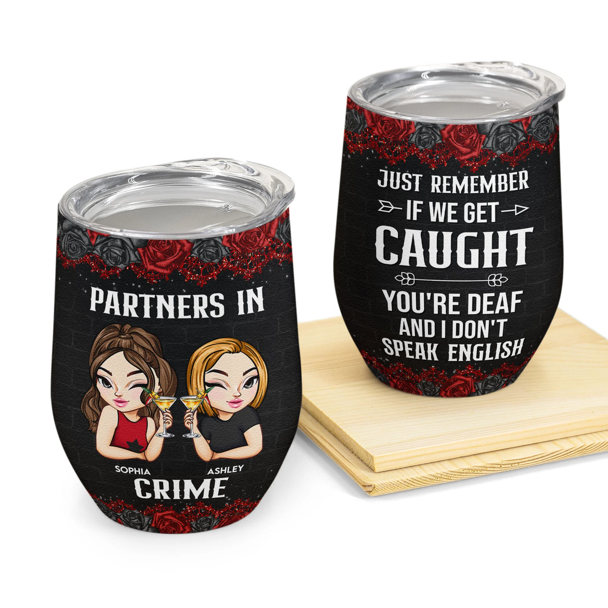 Partners In Crime - New Style - Personalized Wine Tumbler - Image 4