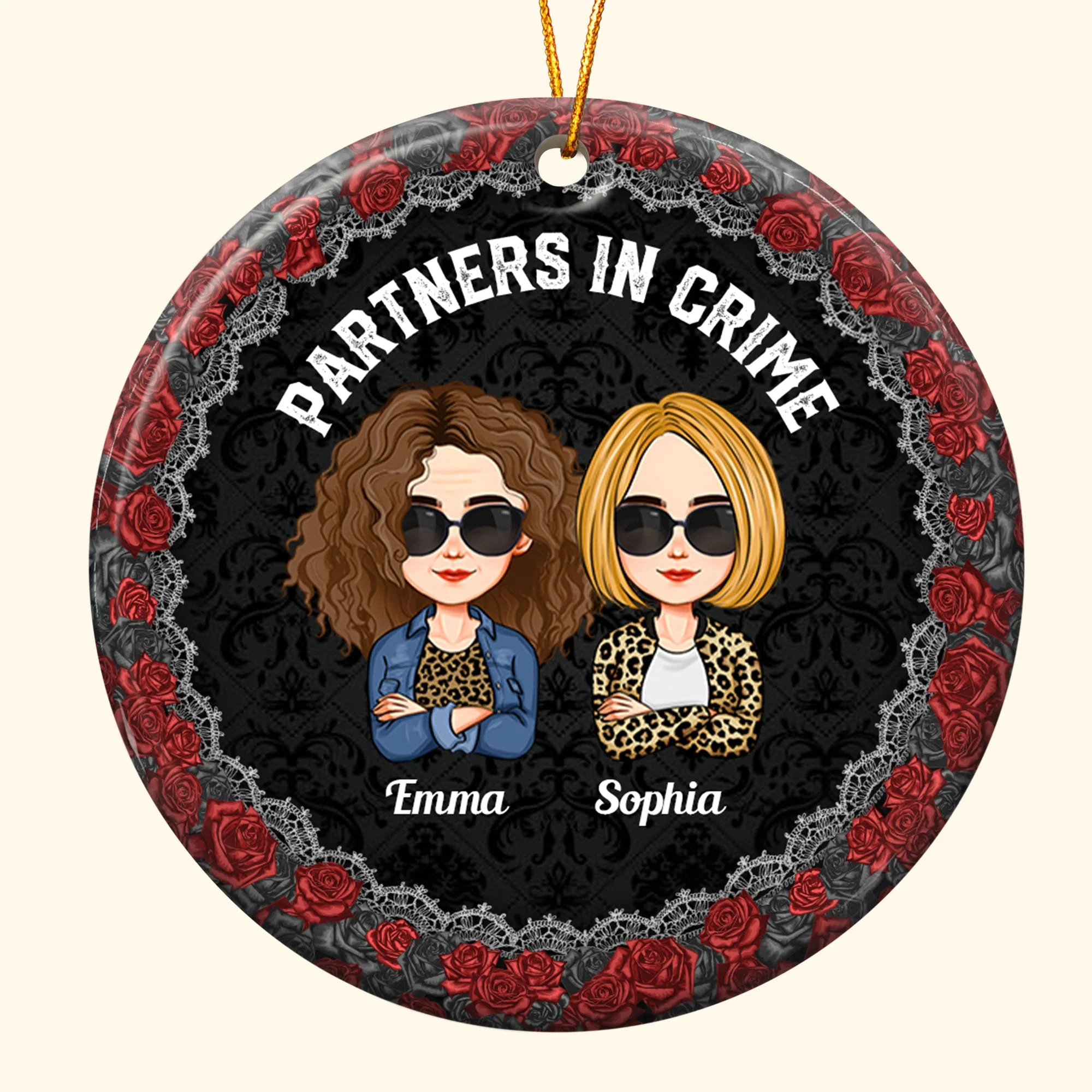 Partners In Crime - Personalized Ceramic Ornament - Image 4