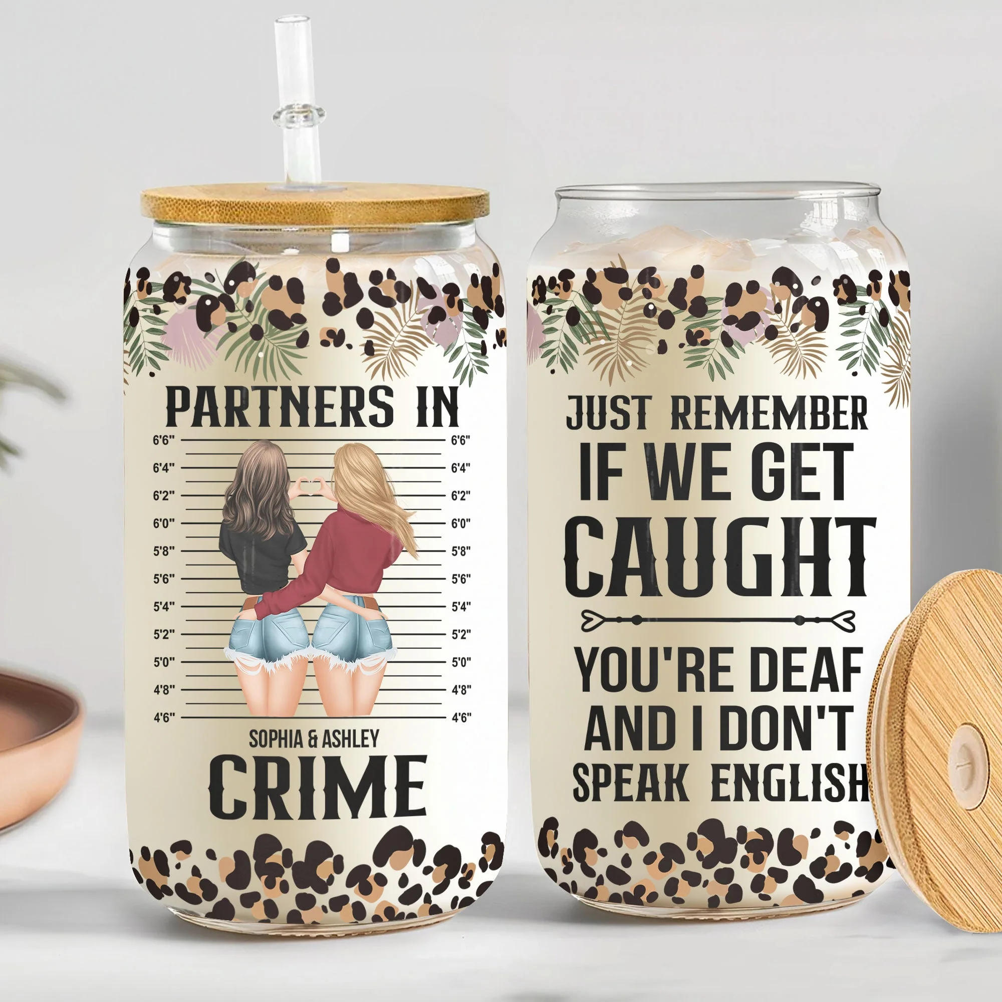 Partners In Crime - Personalized Clear Glass Cup - Image 2