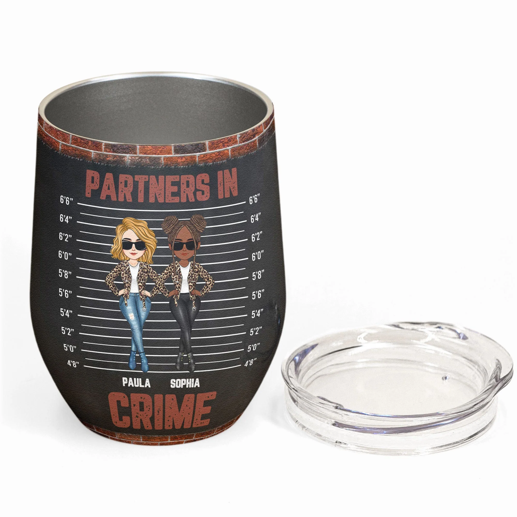 Partners In Crime - Personalized Wine Tumbler - Birthday Gifts For Besties, Sisters, Coworkers - Image 2