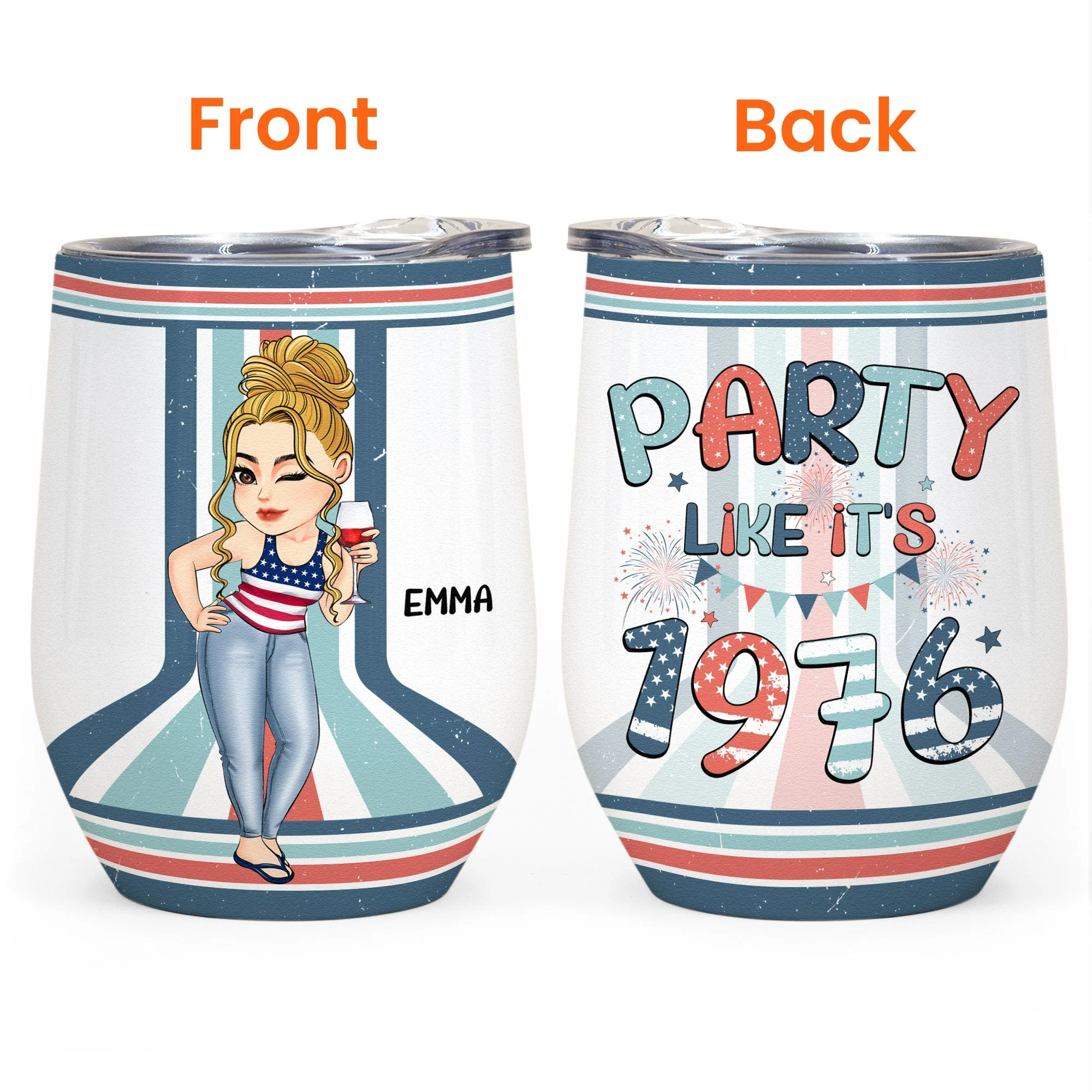Party Like It's 1976 - Personalized Wine Tumbler - Image 3
