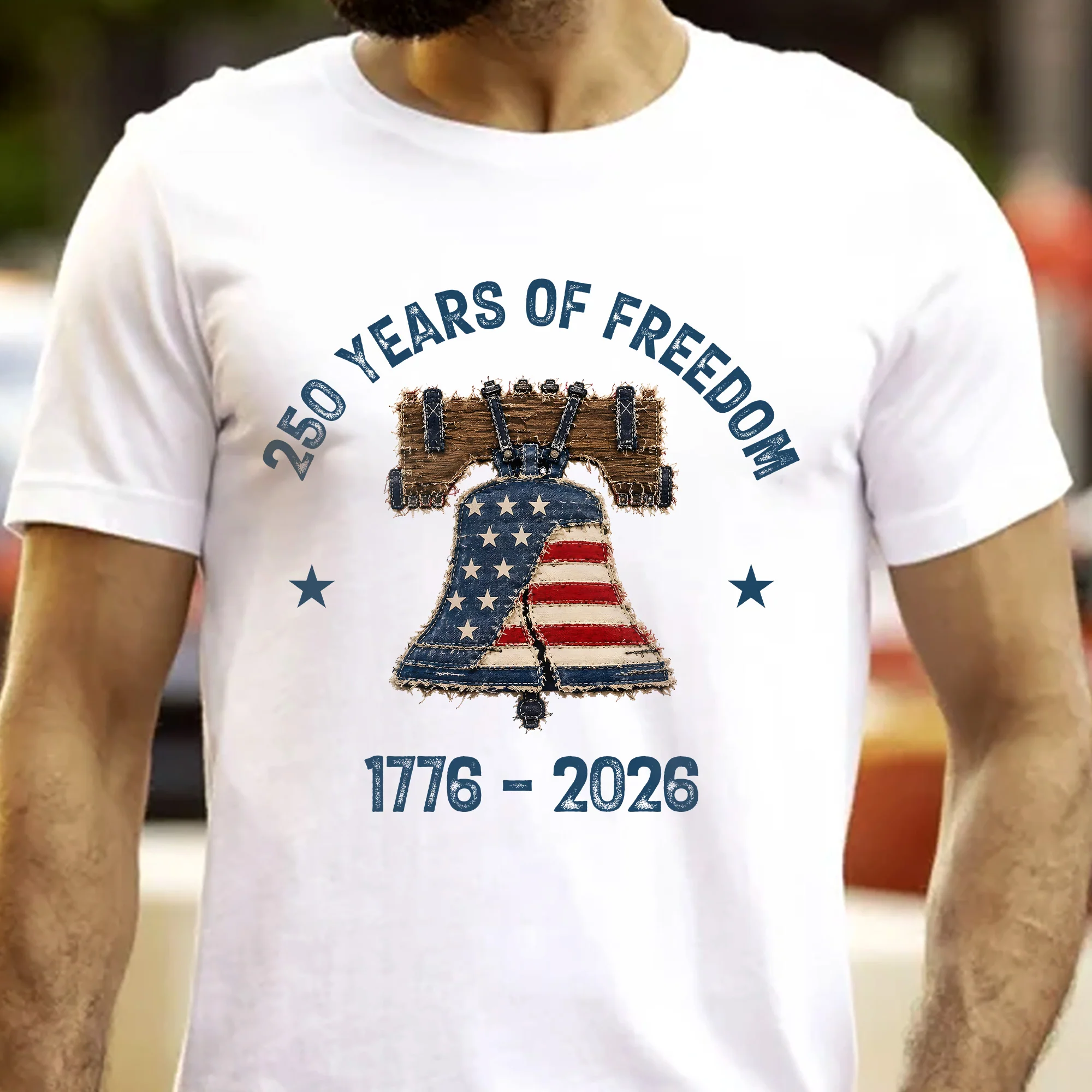 Patchwork Style USA Liberty Bell Print - Shirt - Image 3