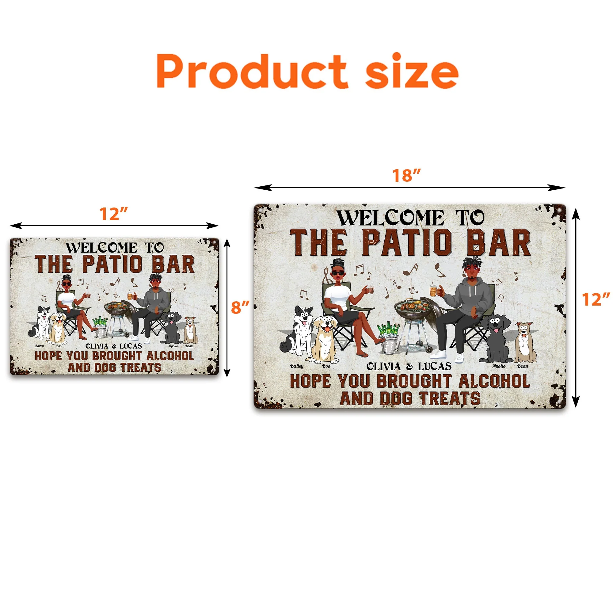 Patio Bar Alcohol And Dog Treats - Personalized Metal Sign - Image 4