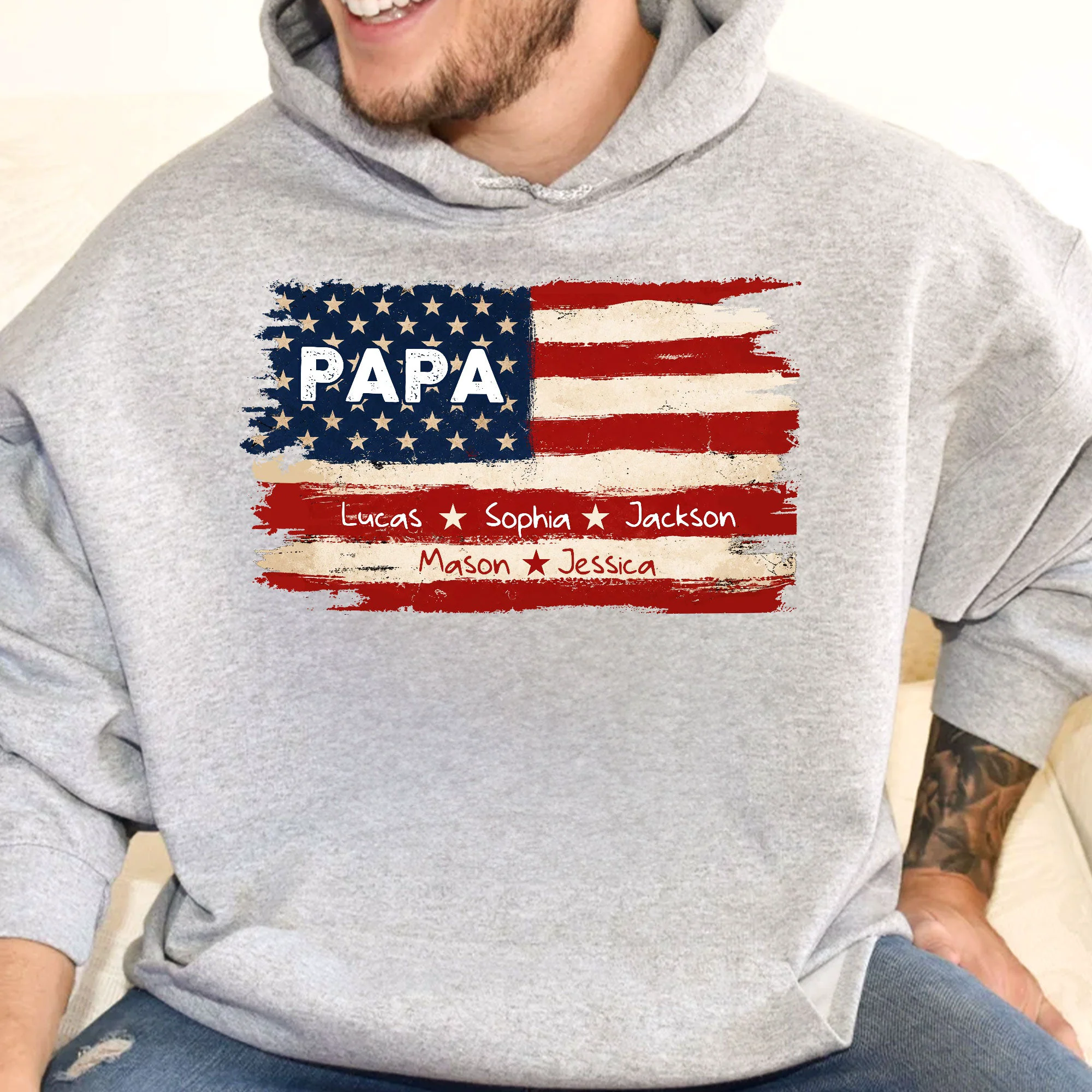 Patriotic American Flag Gift For Him Grandpa Dad - Personalized Shirt - Image 6