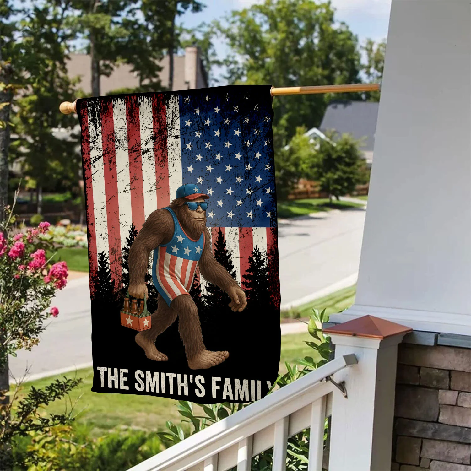Patriotic Sasquatch - Personalized Flag - Image 4
