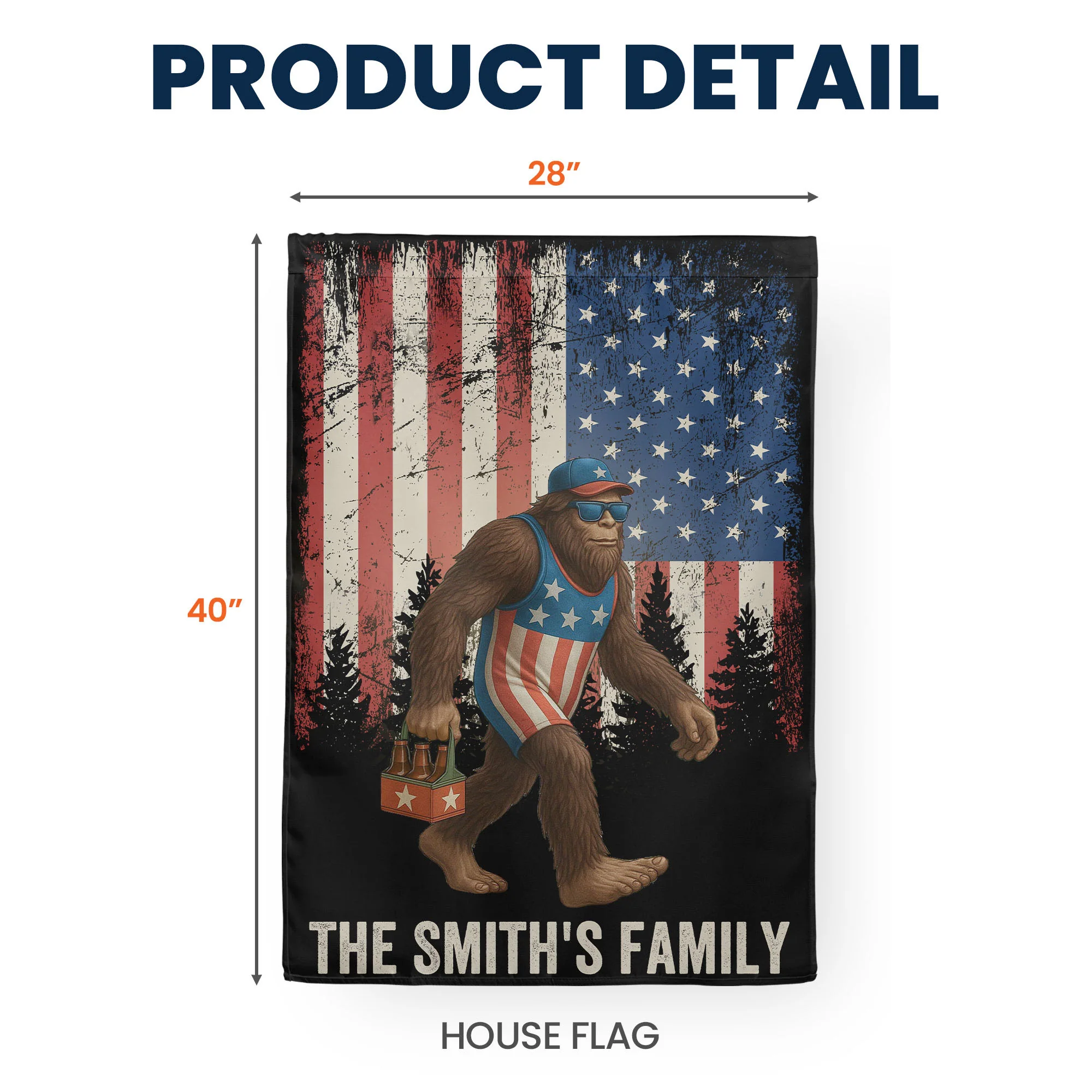 Patriotic Sasquatch - Personalized Flag - Image 5