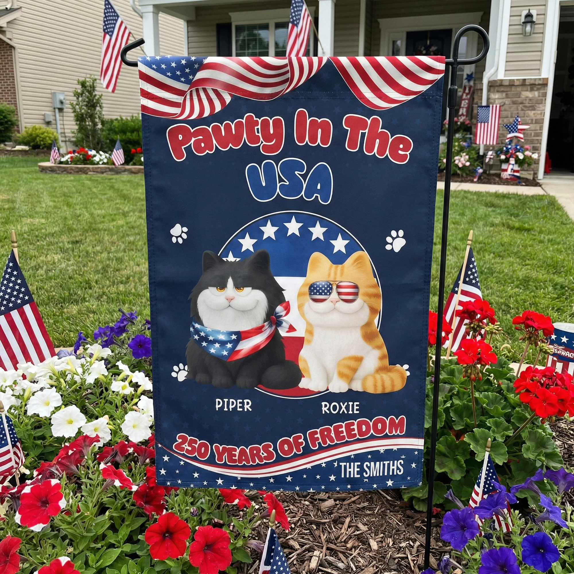 Pawty In The USA 250 Years Of Freedom - Personalized Flag - Image 3
