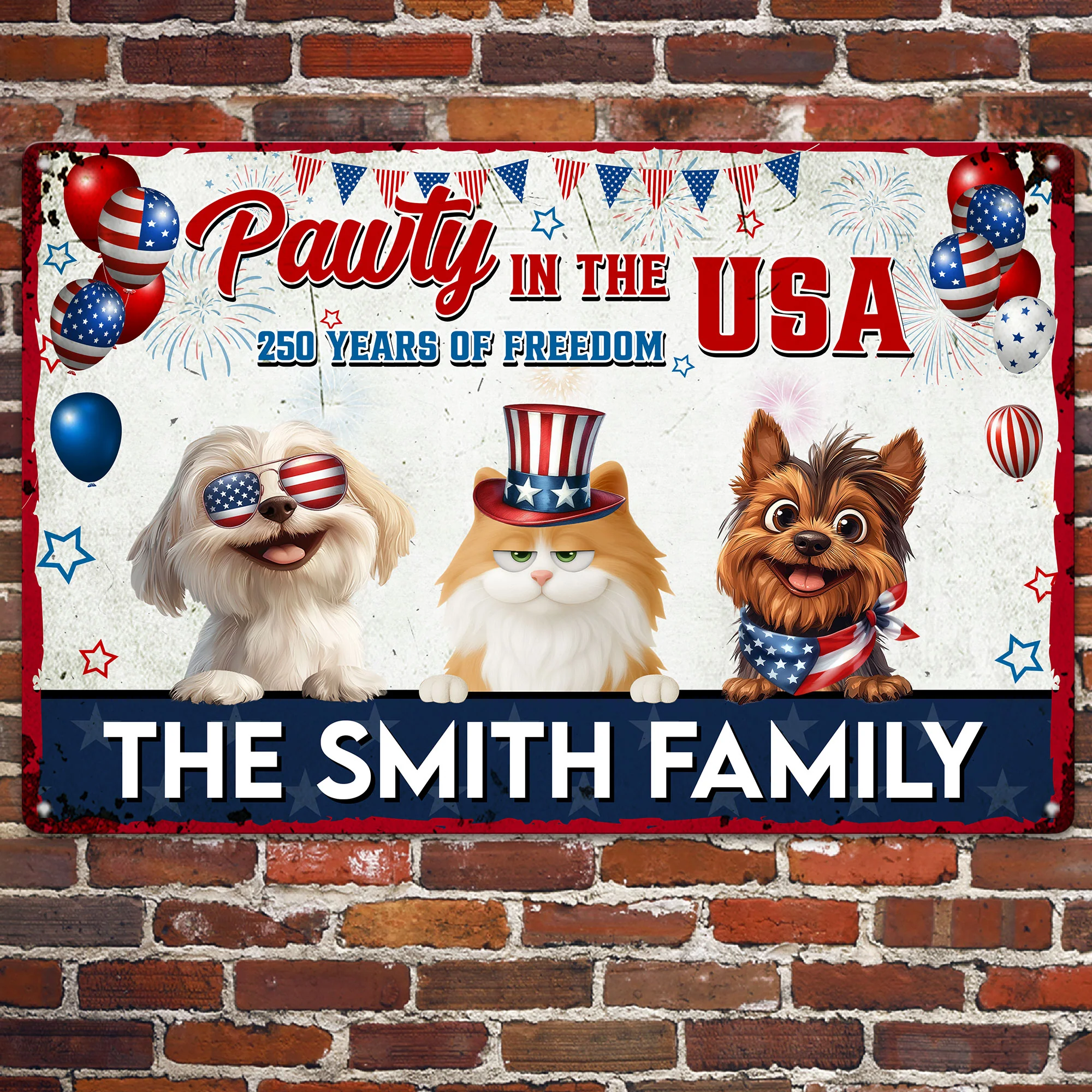 Pawty In The Usa - Personalized Metal Sign - Image 2