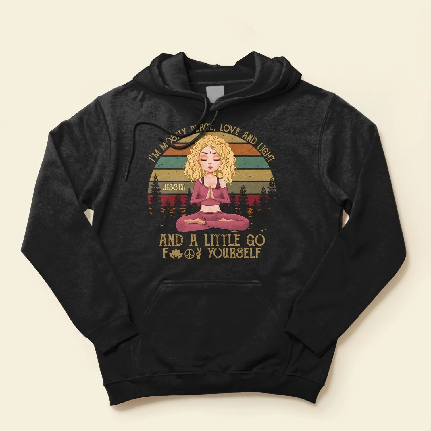 Peace, Love And Light - Personalized Shirt - Gift For Yoga Lover - Yoga Girl Illustration - Image 4