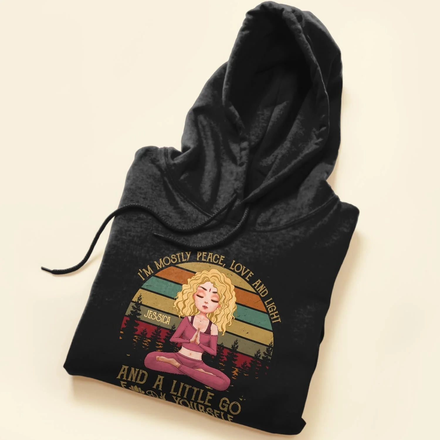 Peace, Love And Light - Personalized Shirt - Gift For Yoga Lover - Yoga Girl Illustration - Image 5