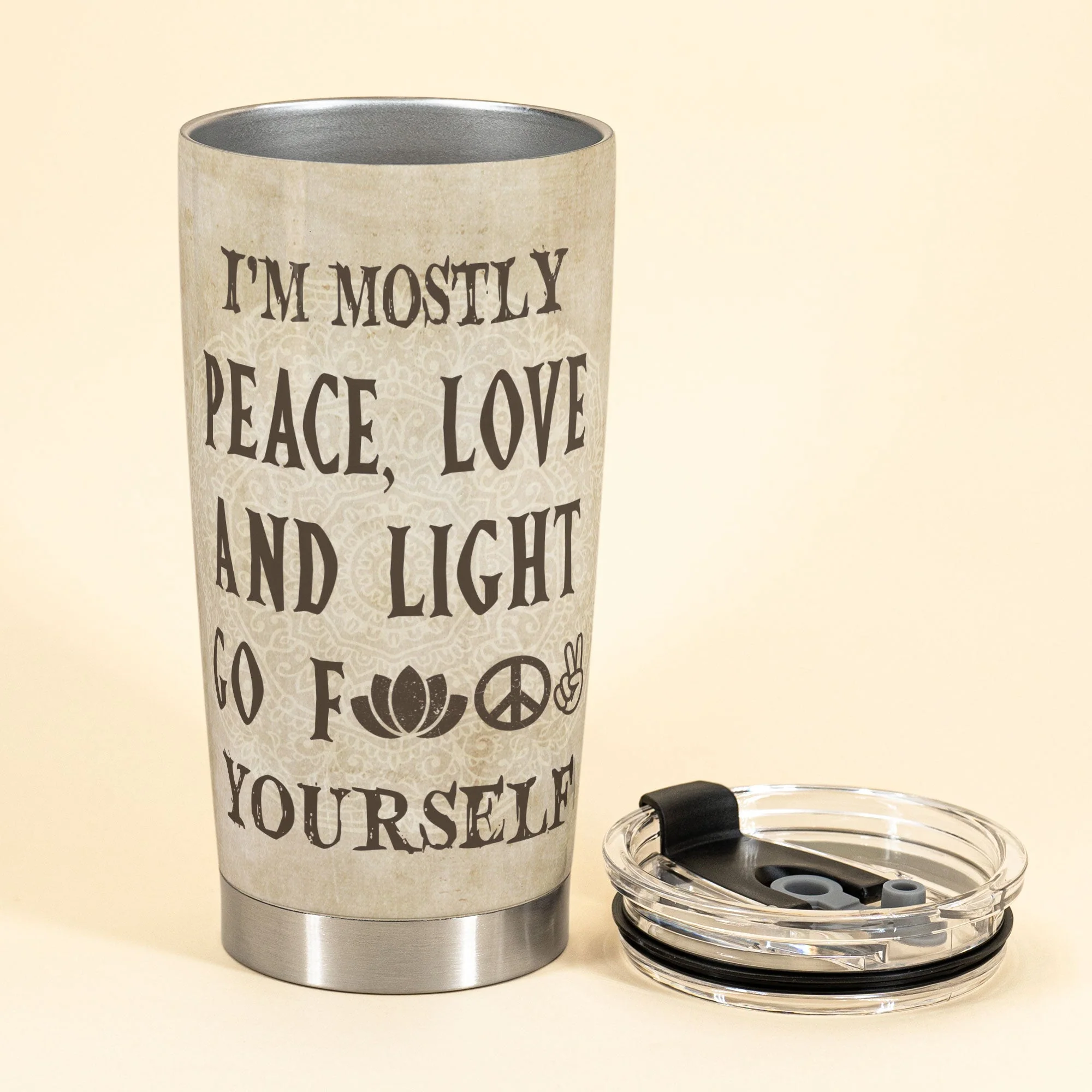 Peace Love And Light - Personalized Tumbler Cup - Birthday Gift For Yoga Lover - Image 3