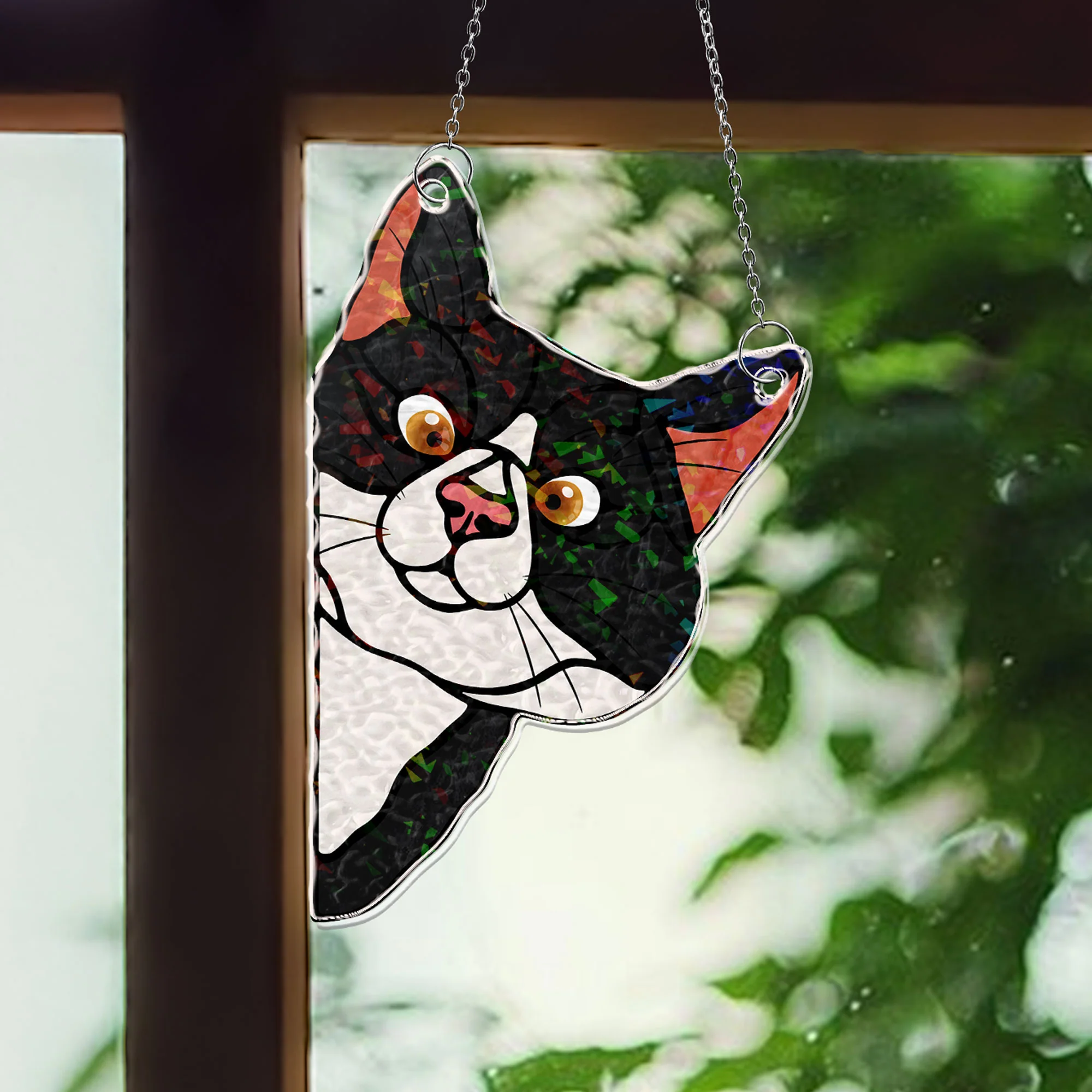 Peeking Cat - Personalized Window Corner Suncatcher - Image 3