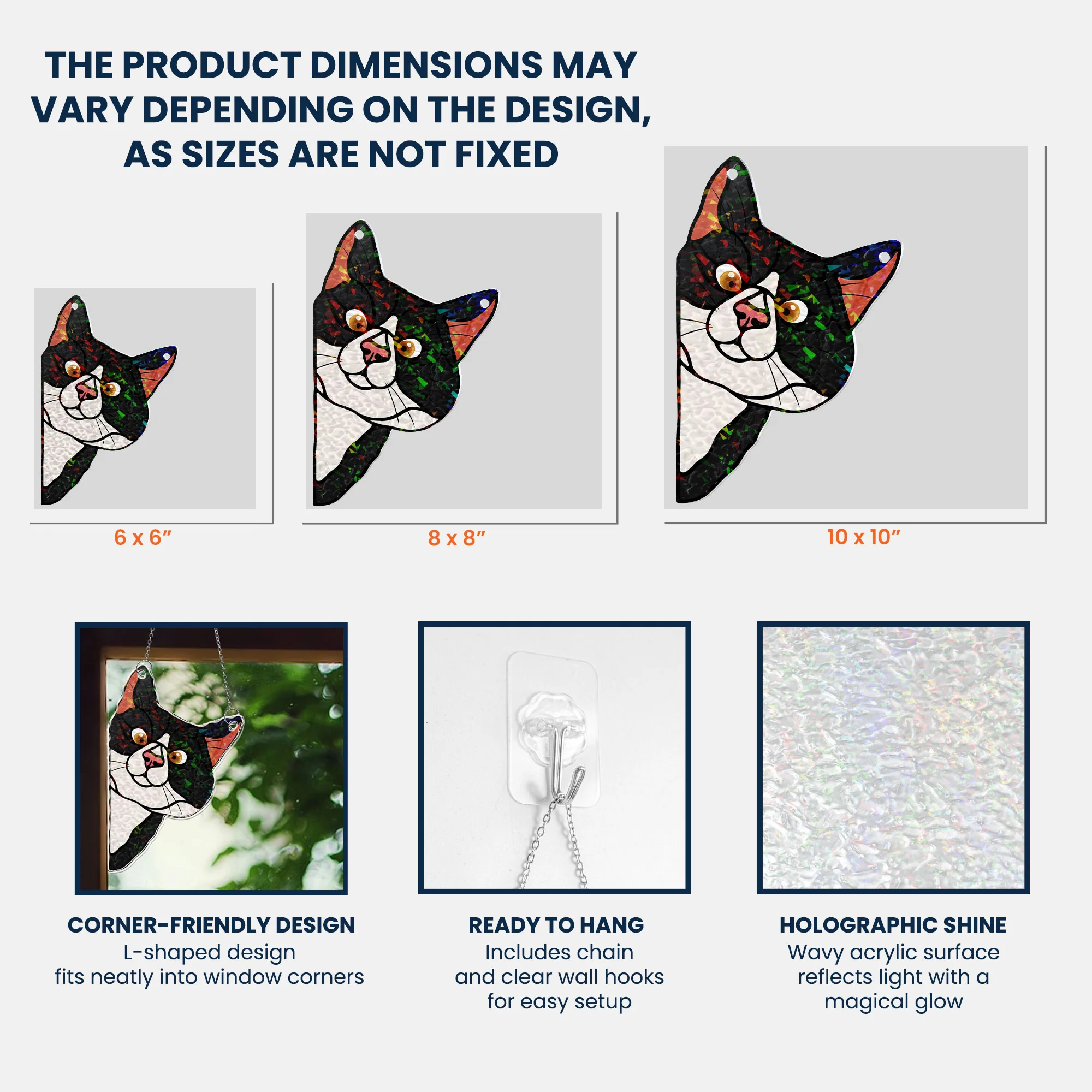 Peeking Cat - Personalized Window Corner Suncatcher - Image 7