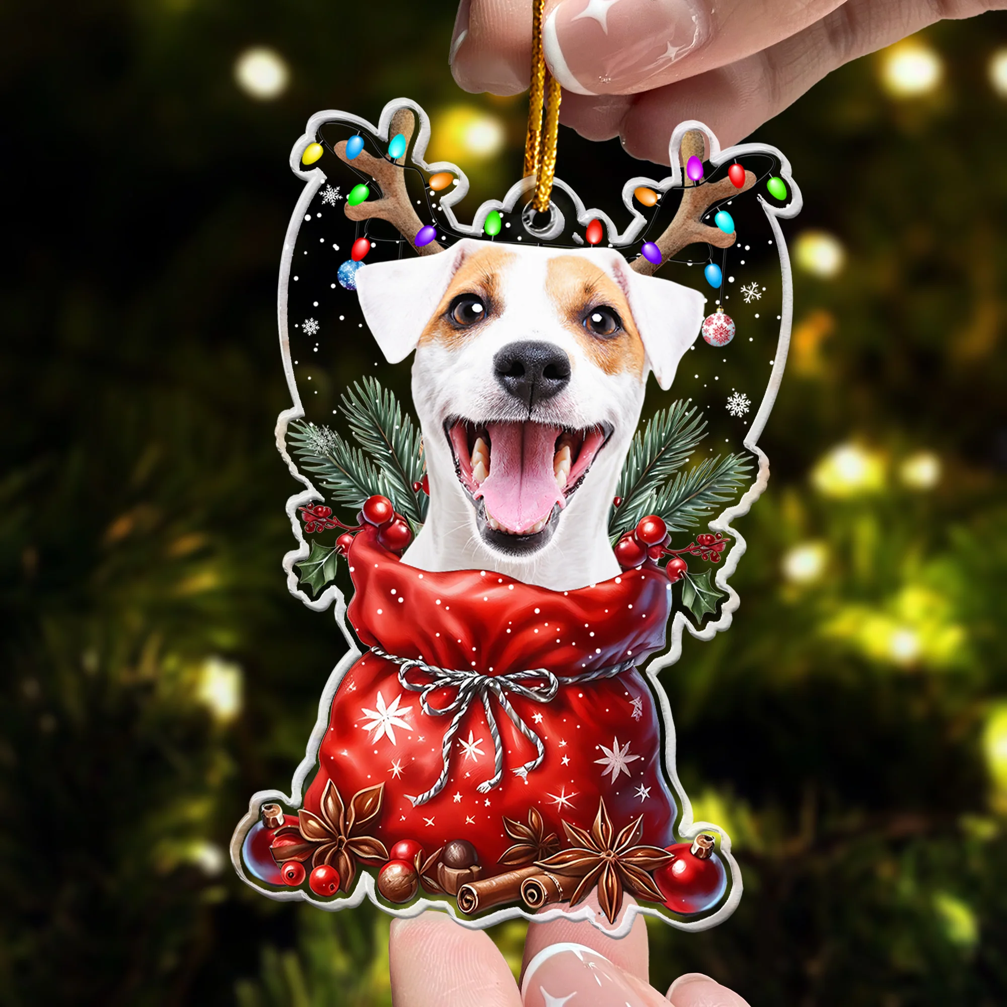 Peeking Pet Christmas - Personalized Acrylic Ornament - Image 2