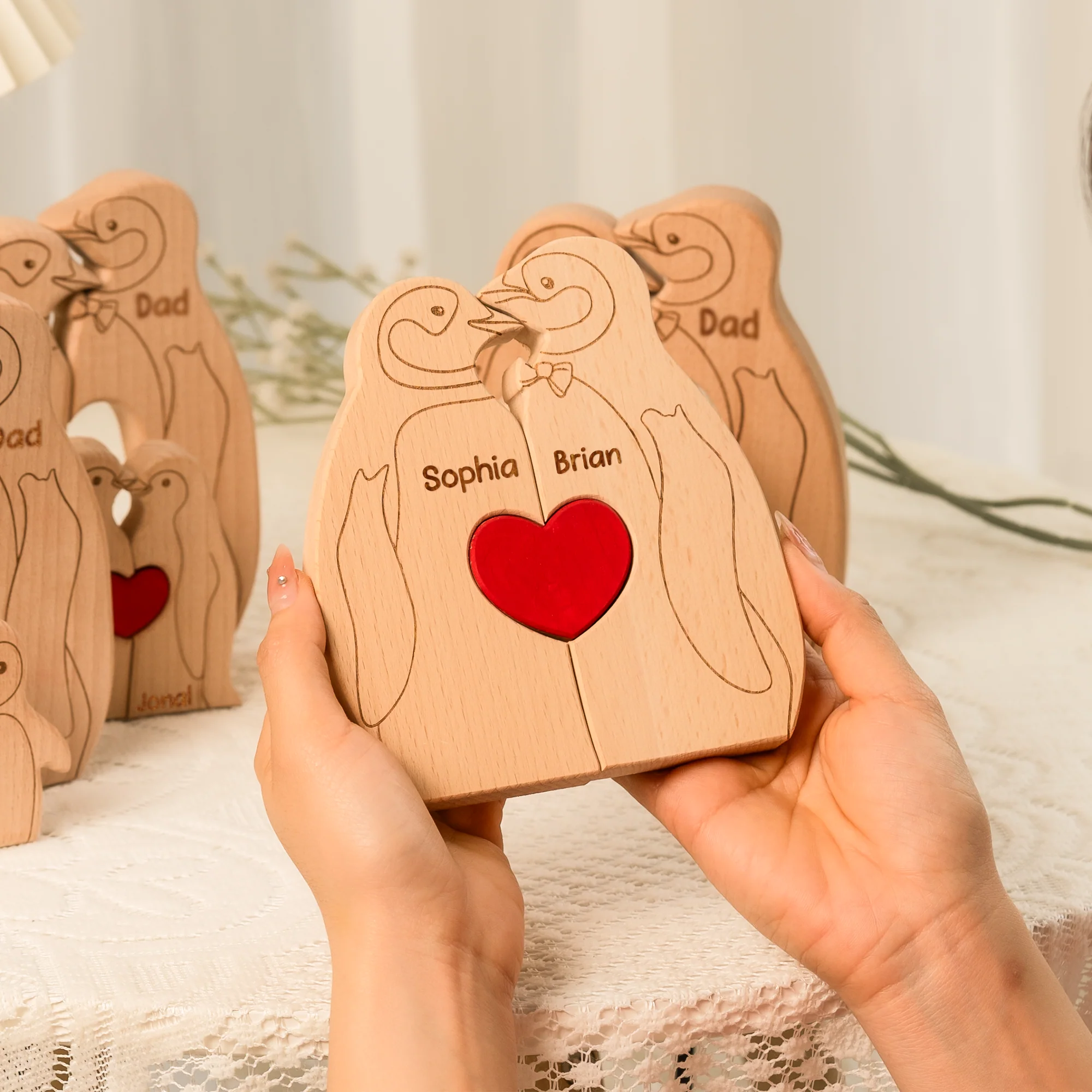 Penguin Family - Personalized Wooden Penguin Family Puzzle - Image 5