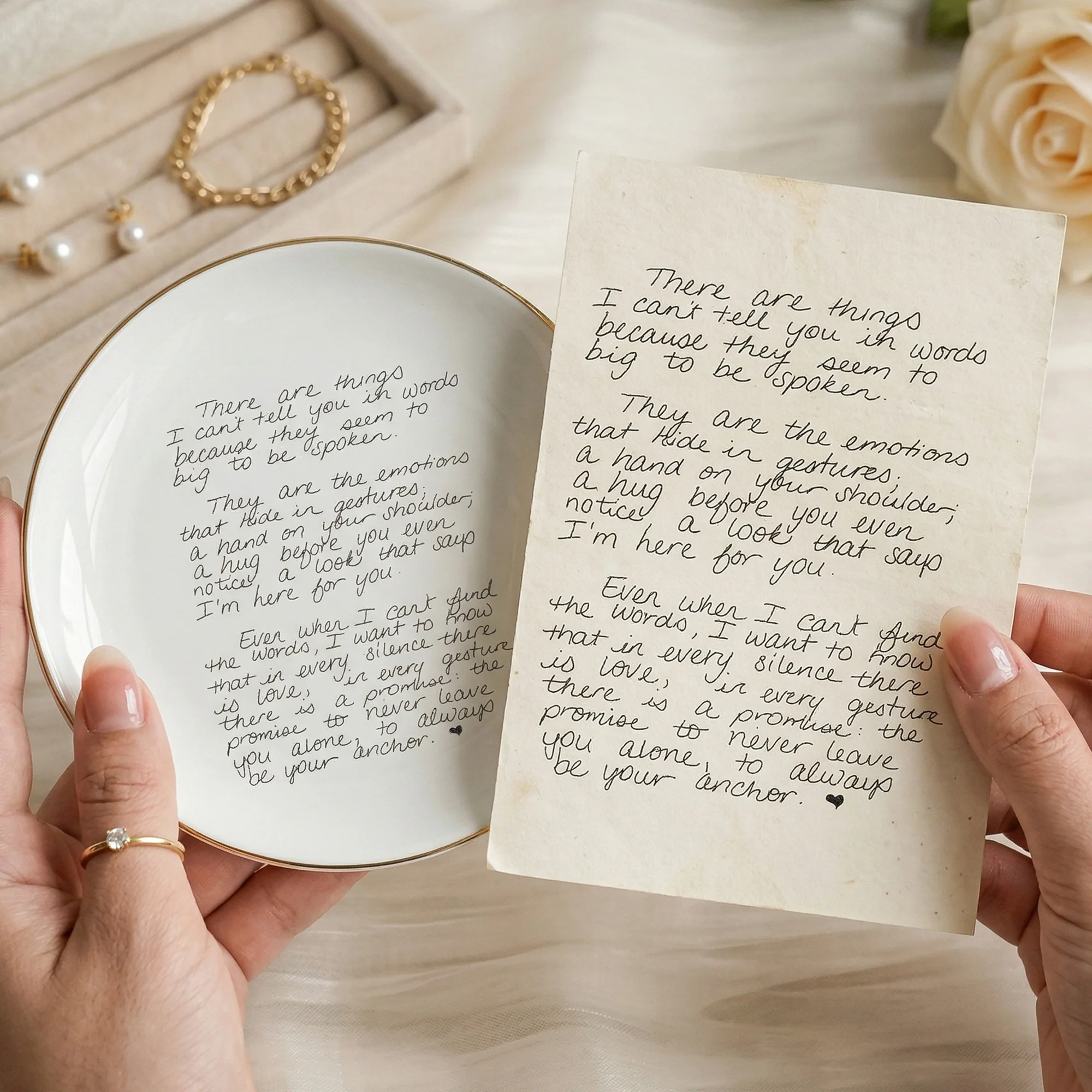 Personalized Actual Handwriting For Her, Lovers, Mom, Daughter Trinket Tray - Personalized Jewelry Dish - Image 6