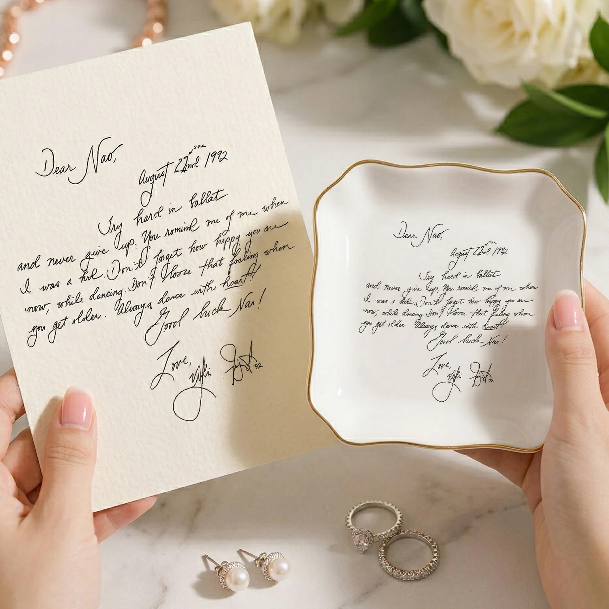 Personalized Actual Handwriting For Her, Lovers, Mom, Daughter Trinket Tray - Personalized Jewelry Dish - Image 7