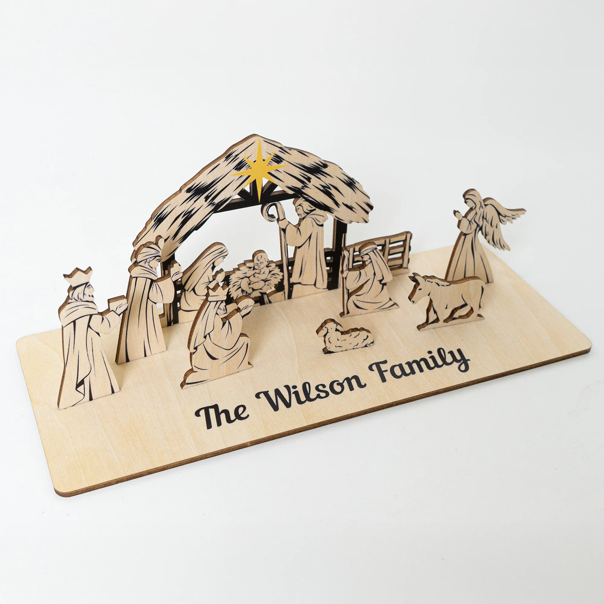 Personalized Nativity Scene Christmas Decoration Wooden Laser Cut - Image 2
