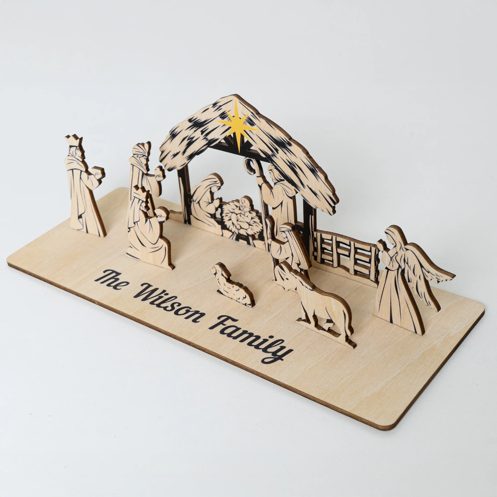 Personalized Nativity Scene Christmas Decoration Wooden Laser Cut - Image 3